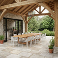 Niro 15 Piece Outdoor Rectangular Extendable Dining Table And Chairs Set Teak Finish Ideal For Patio 15 Pc