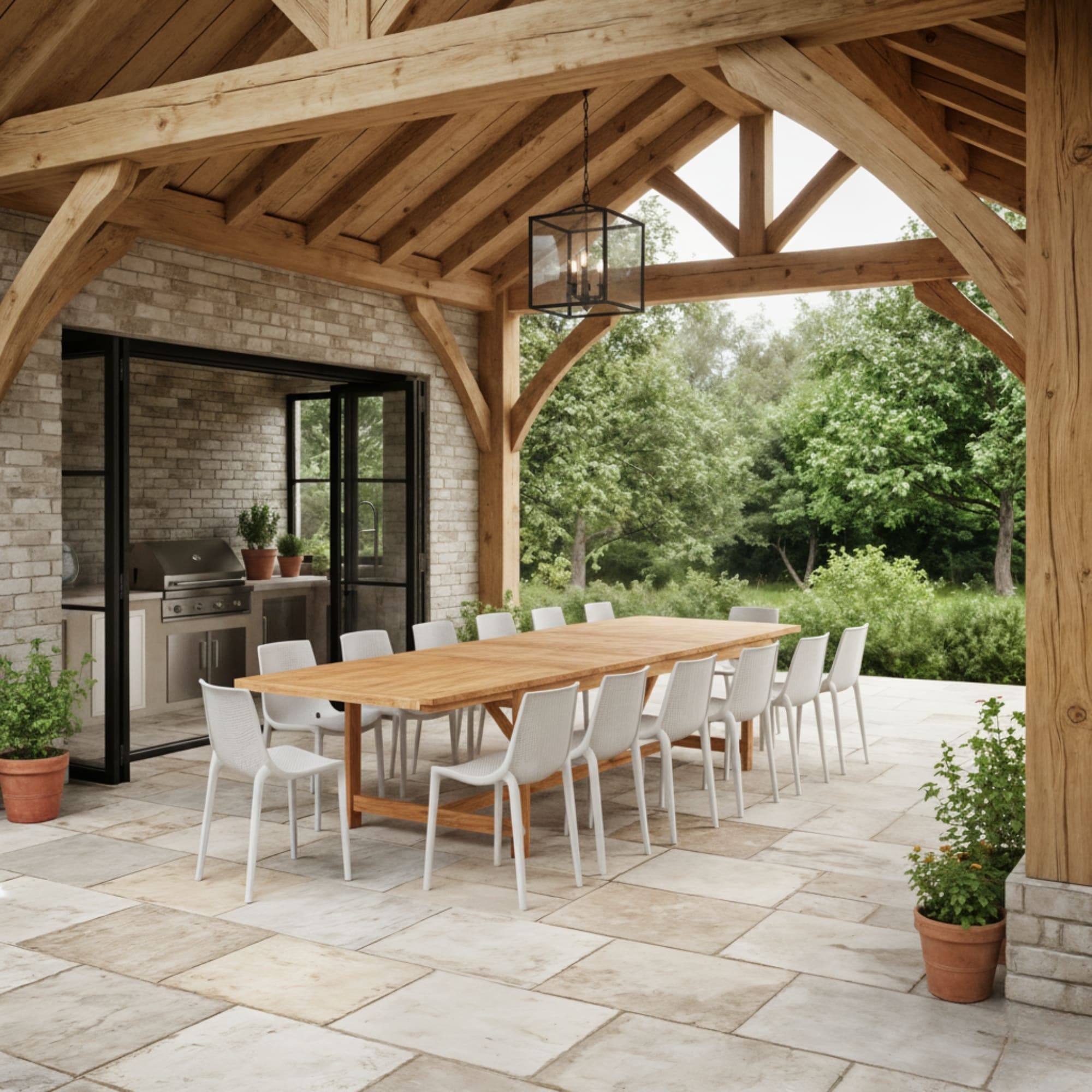 Niro 15 Piece Outdoor Rectangular Extendable Dining Table And Chairs Set Teak Finish Ideal For Patio 15 Pc