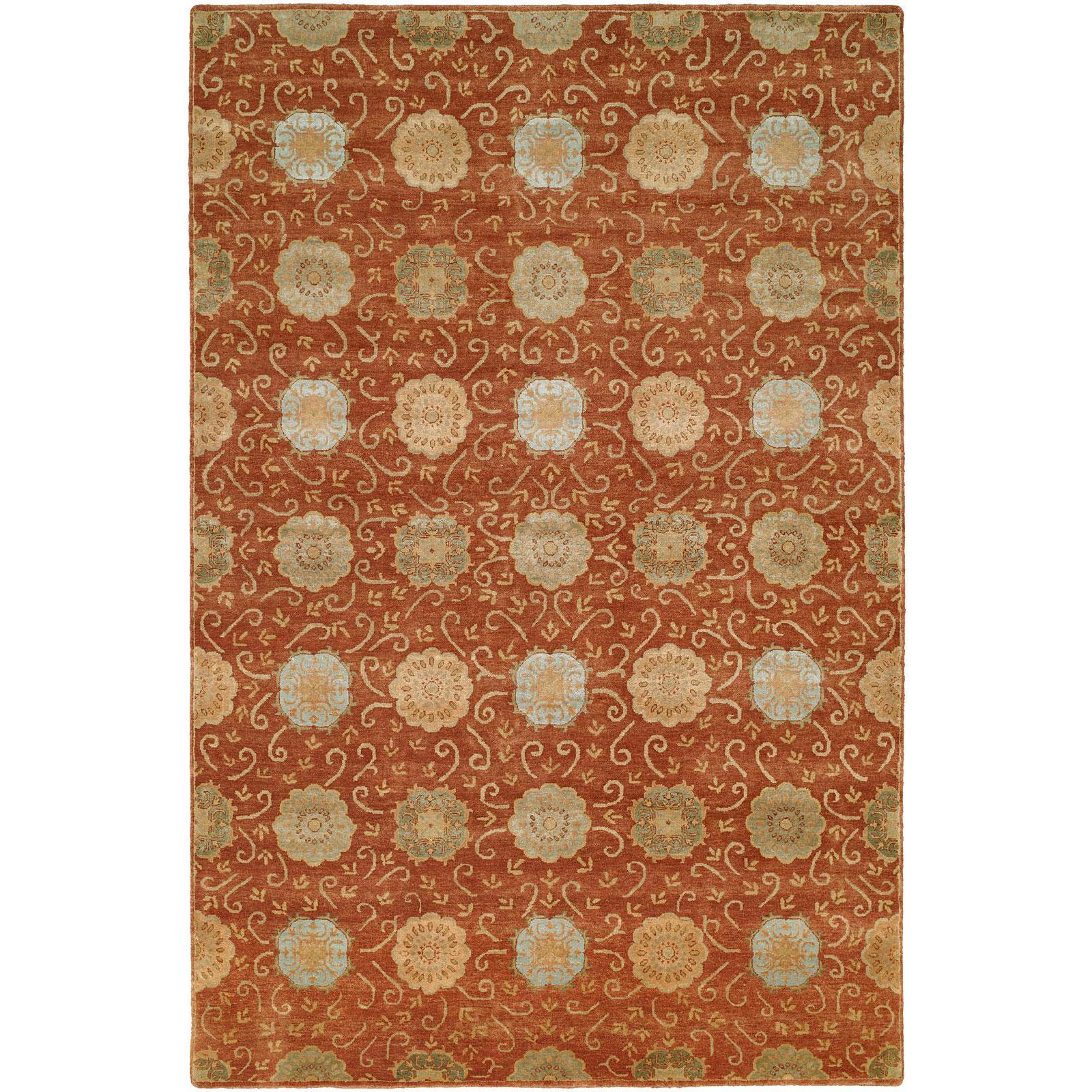 Nirvana Rust Beige Wool Blend Floral Hand Knotted Area Rug