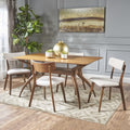 Nissie Mid Century 5 Piece Wood Rectangle Dining Set By Christopher Knight Home