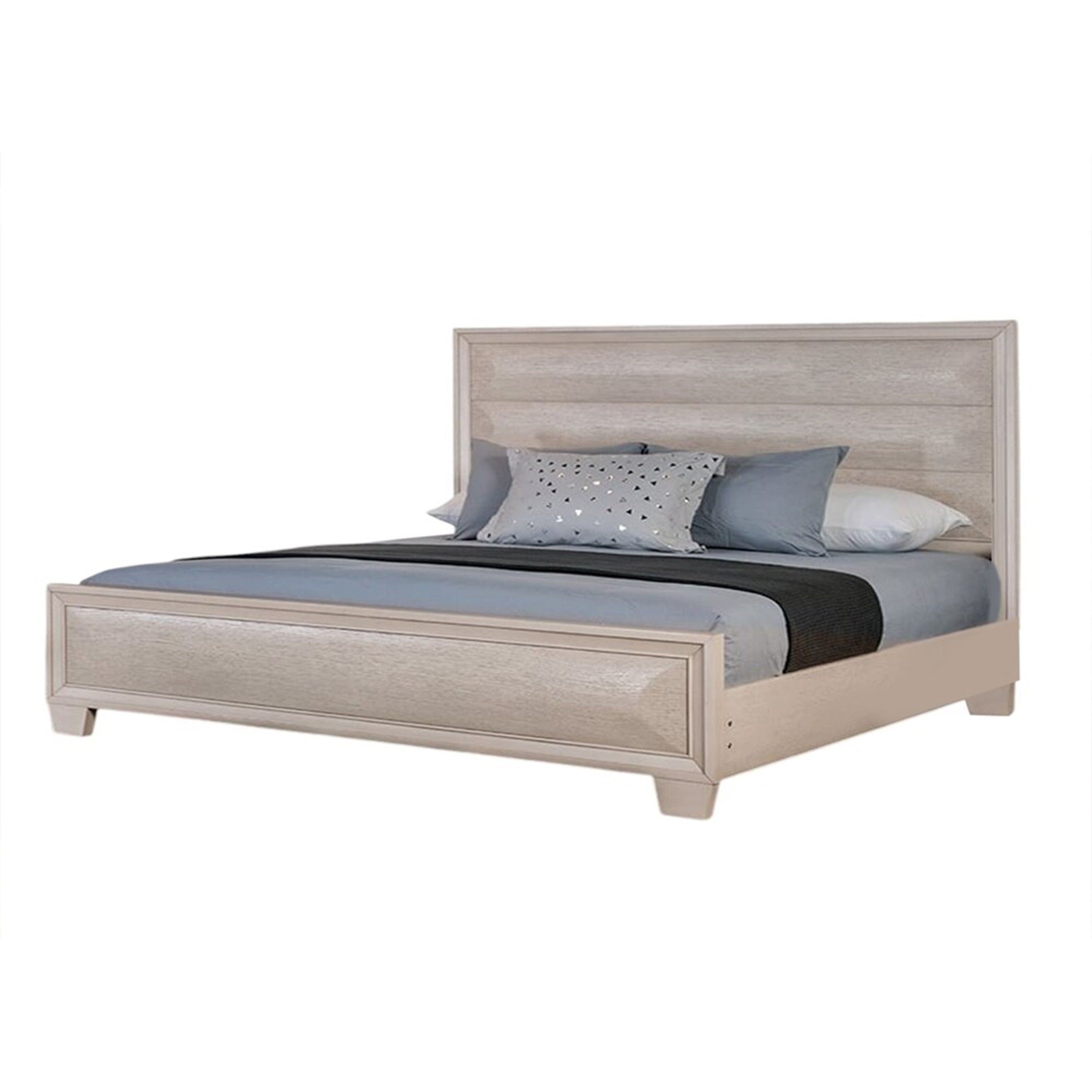 Nitz King Bed Paneled White Oak Wood Headboard Beveled Fronts