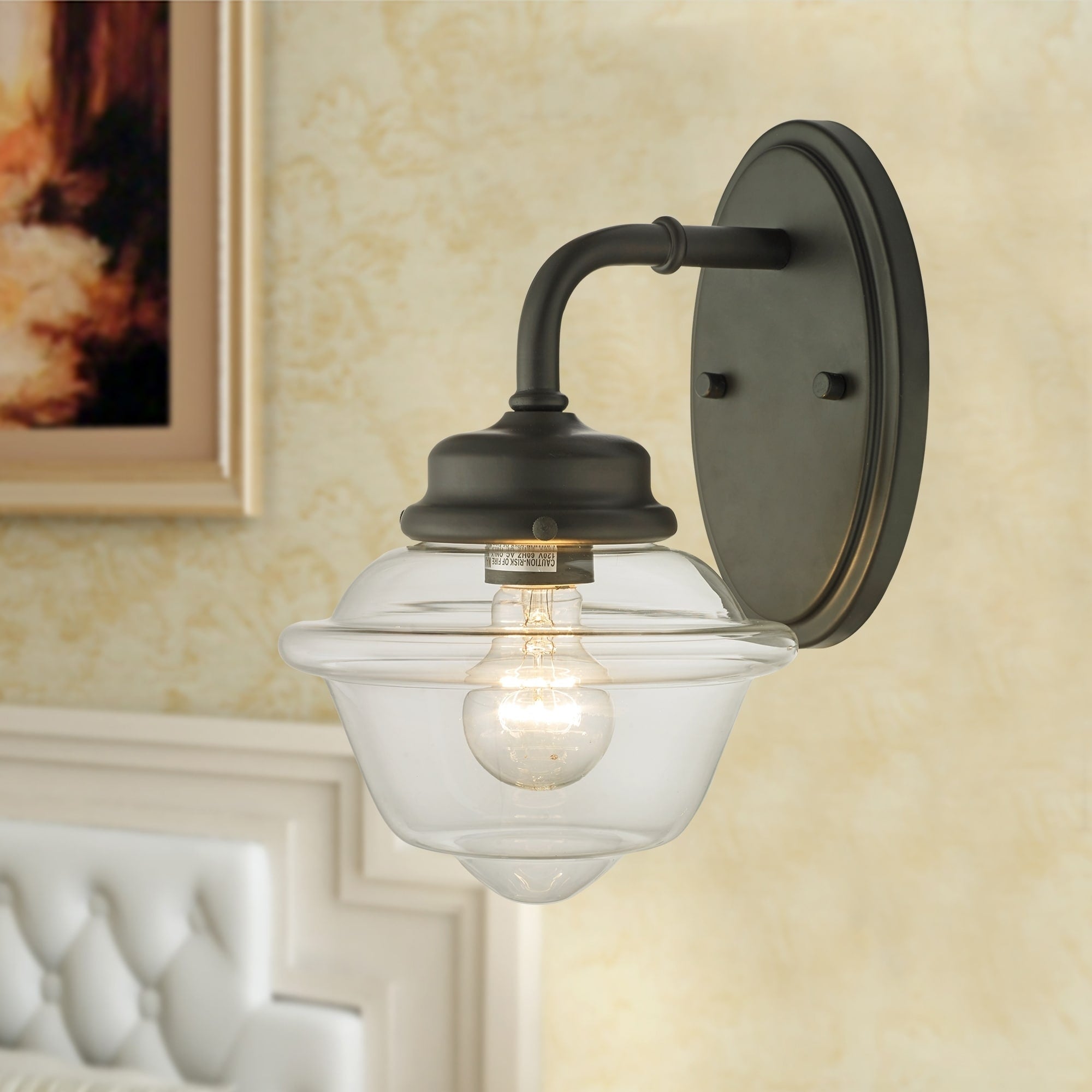 Nivor Oil Rubbed Bronze 1 Light Wall Sconce With Glass Shade