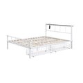 Nix Queen Size Bed W Underbed Storage Slatted White Metal Headboard
