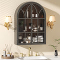 No Installation Required Arched Wall Cabinet With Handcrafted Iron Technique And Back Mounted Wall Mounting Method