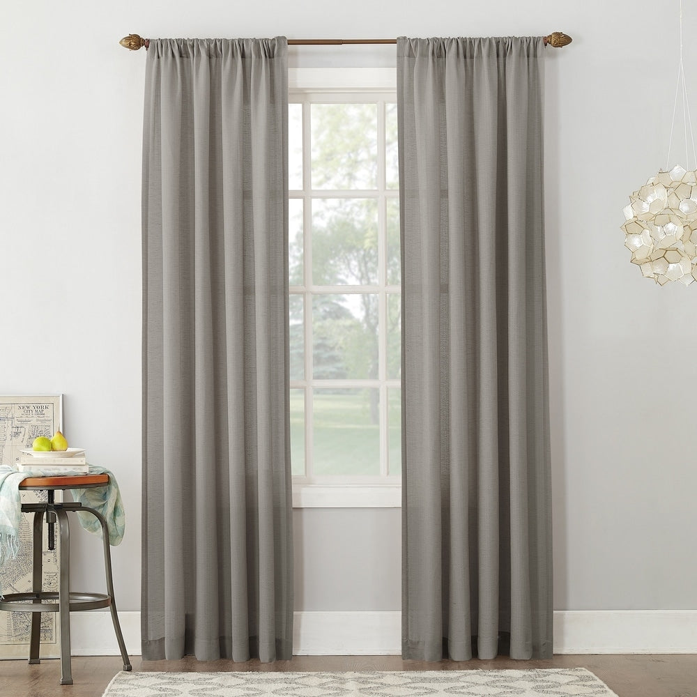 No. 918 Amalfi Linen Blend Textured Sheer Rod Pocket Single Curtain Panel Single Panel