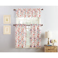 No. 918 Deana Floral Print Microfiber 3 Piece Kitchen Curtain Valance And Tiers Set
