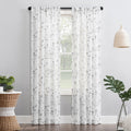 No. 918 Delia Embroidered Floral Sheer Rod Pocket Curtain Panel