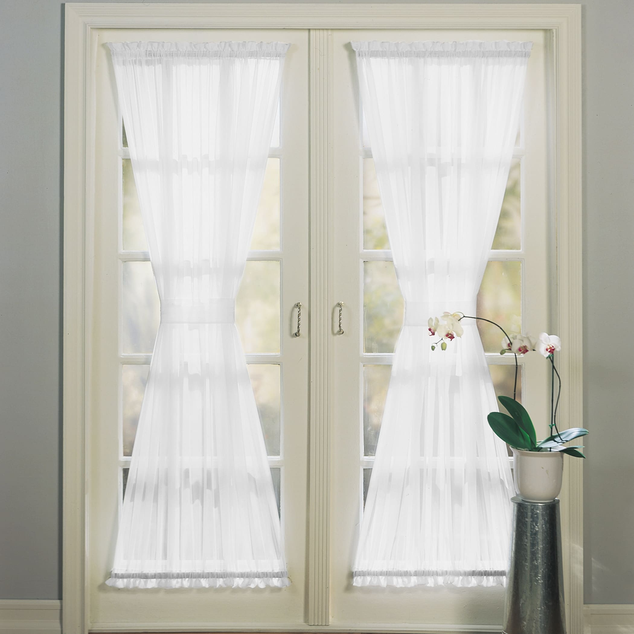 No. 918 Emily Sheer Voile Single Solid Colored Patio Door Curtain Panel