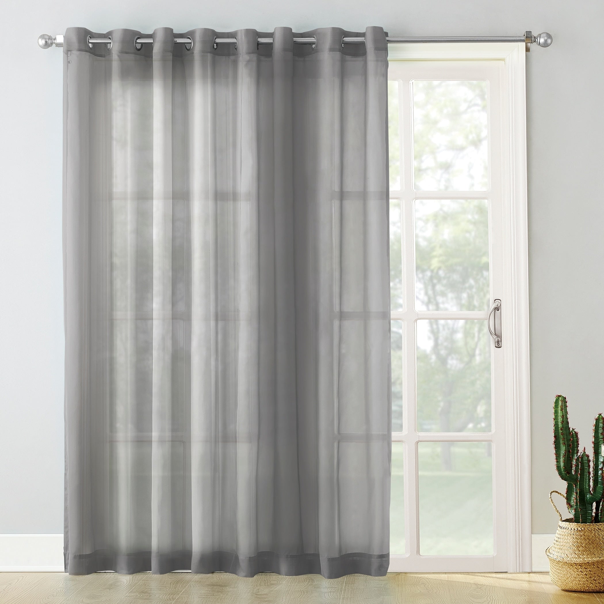 No. 918 Emily White Extra Wide Sheer Voile Sliding Door Patio Curtain Panel 100 X 84