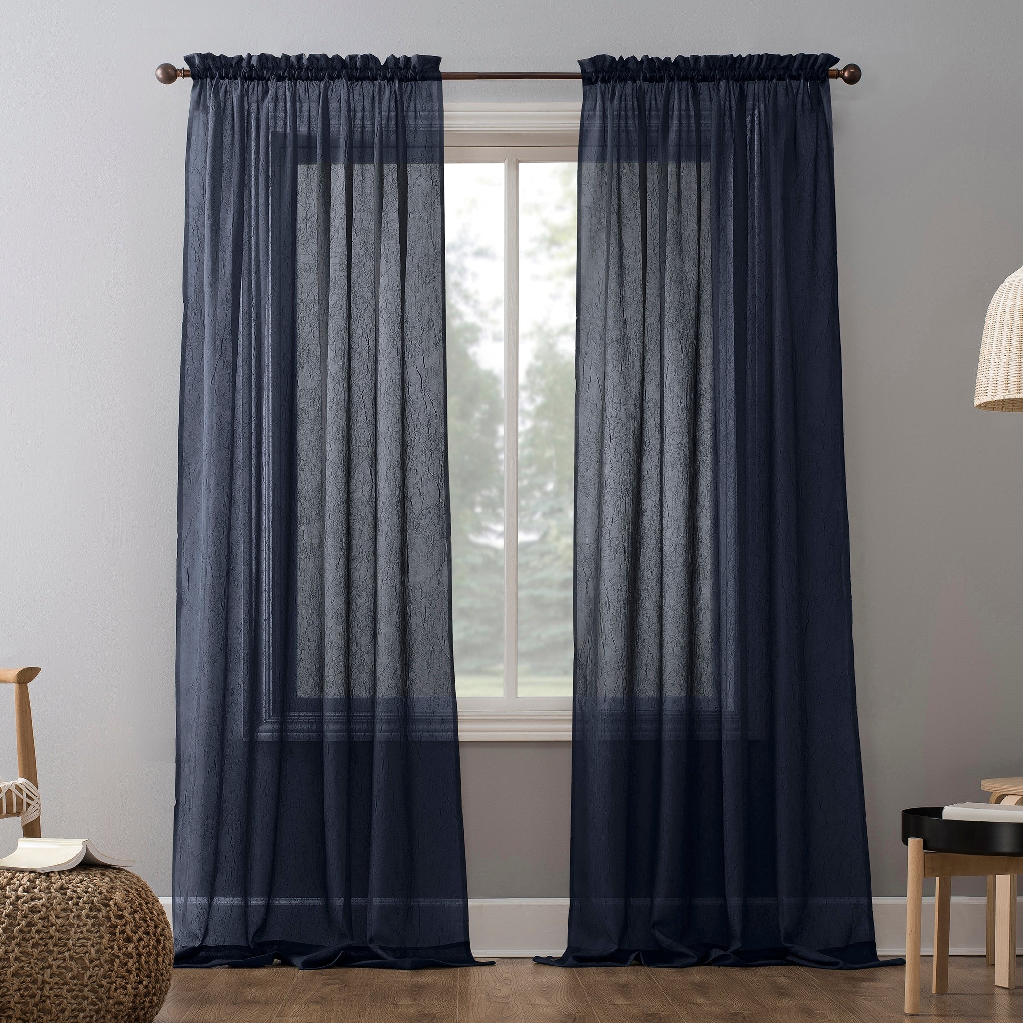 No. 918 Erica Sheer Crushed Voile Single Curtain Panel Single Panel