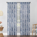 No. 918 Hilary Watercolor Floral Linen Blend Semi Sheer Rod Pocket Curtain Panel