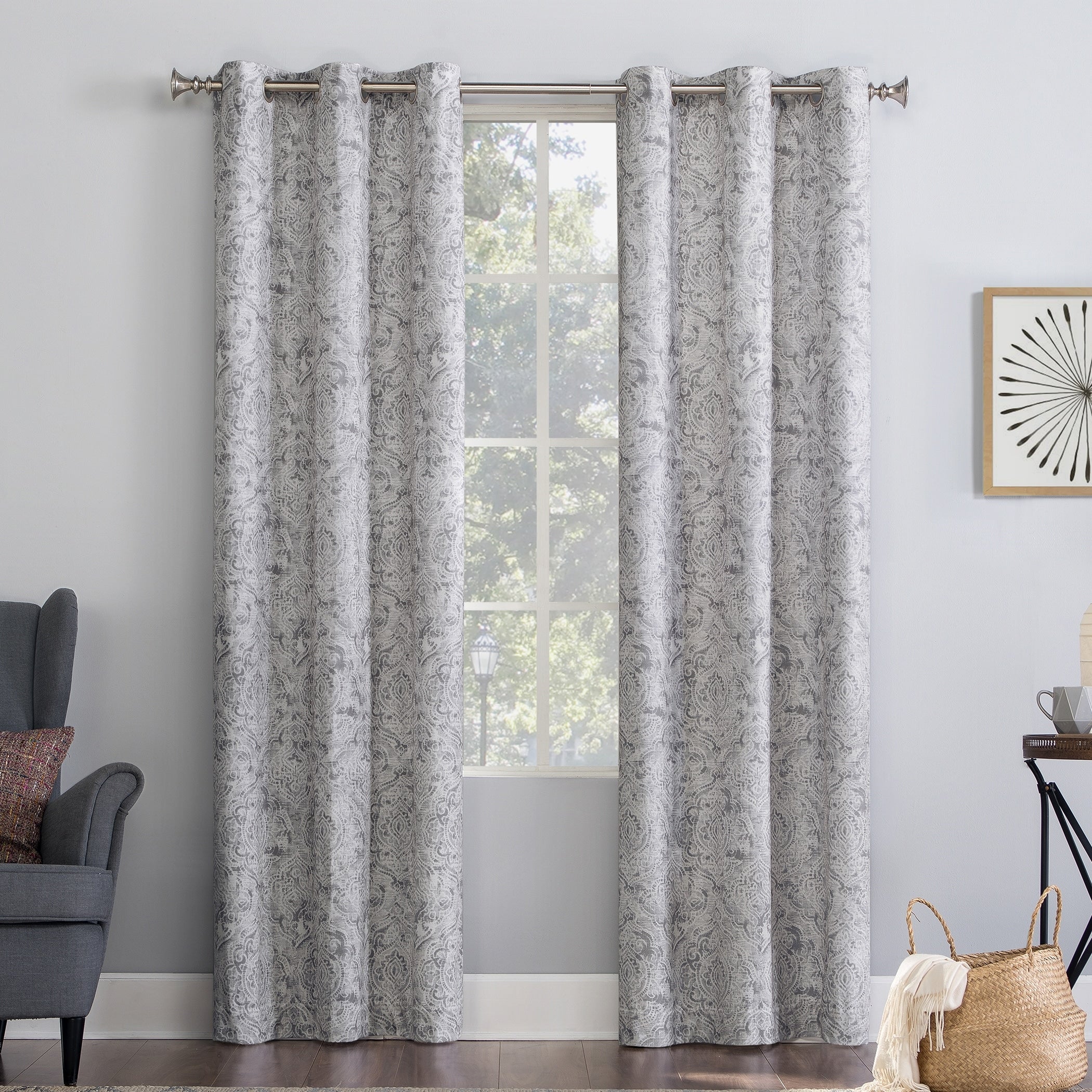 No. 918 Kenji Medallion Draft Shield Fleece Insulated Room Darkening Grommet Curtain Panel Single Panel