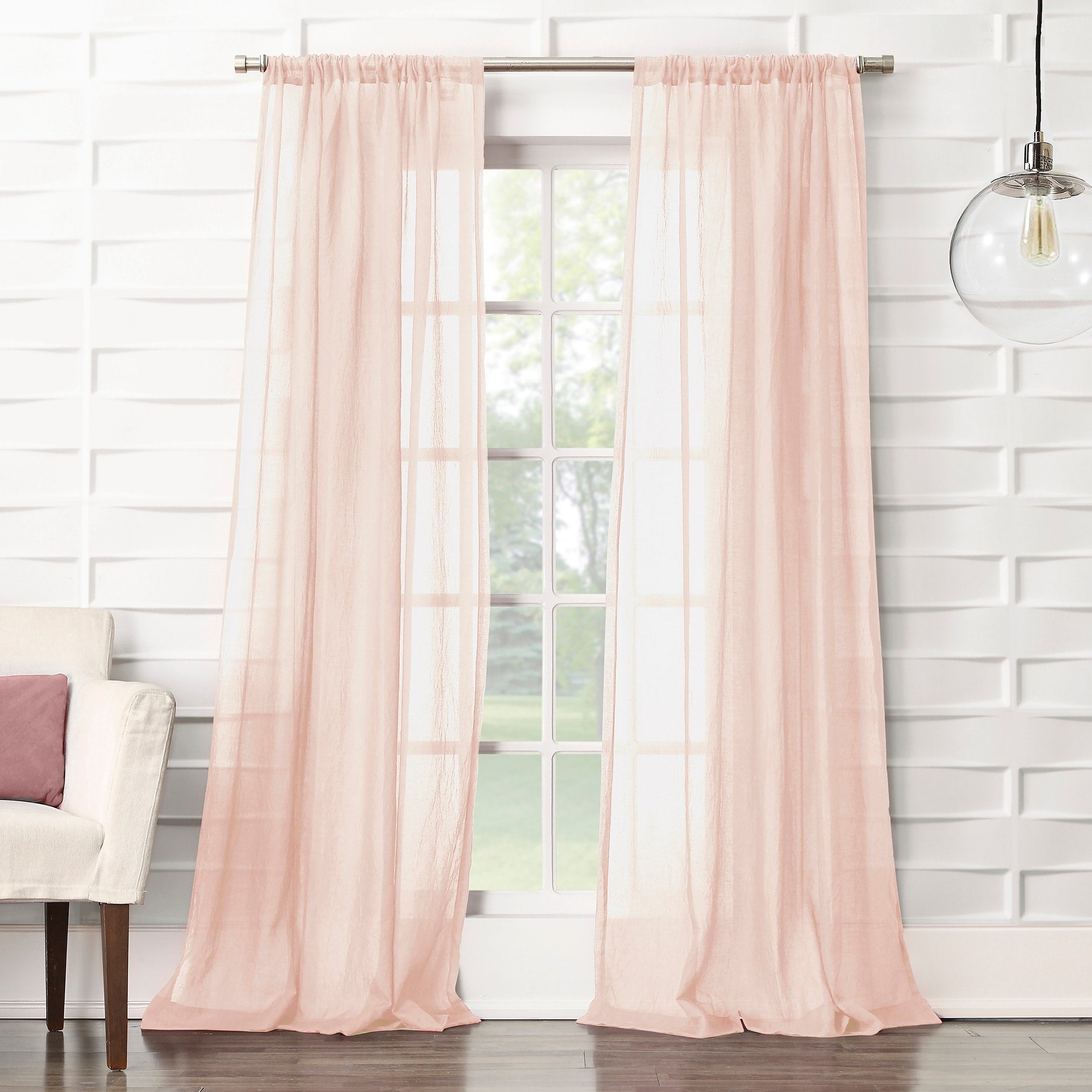 No. 918 Ladonna Rod Pocket Solid Semi Sheer Window Curtain Panel