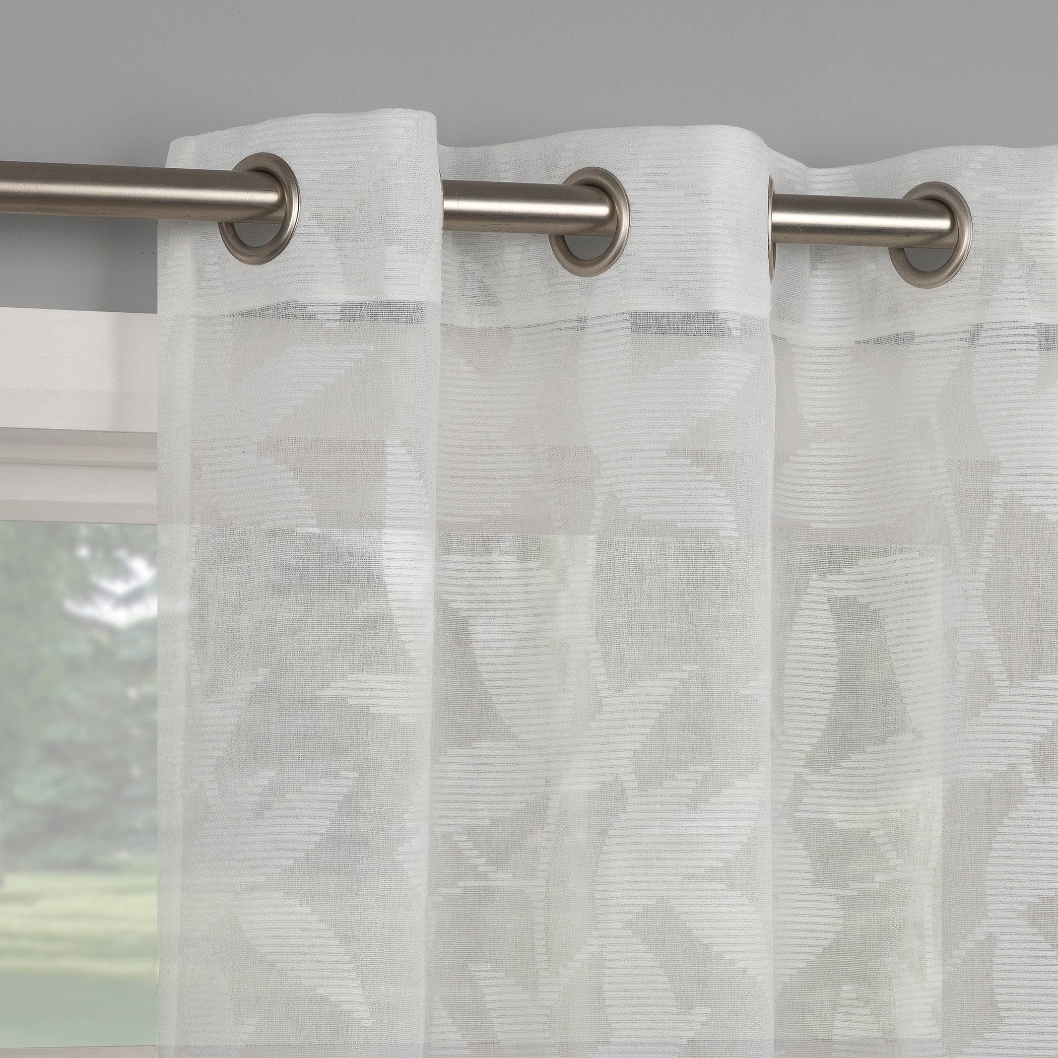 No. 918 Nadia Textured Botanical Semi Sheer Grommet 1 Piece Curtain Panel Single Panel