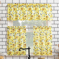 No. 918 Sunny Sunflower Print Semi Sheer Rod Pocket Kitchen Curtain Valance And Tiers Set