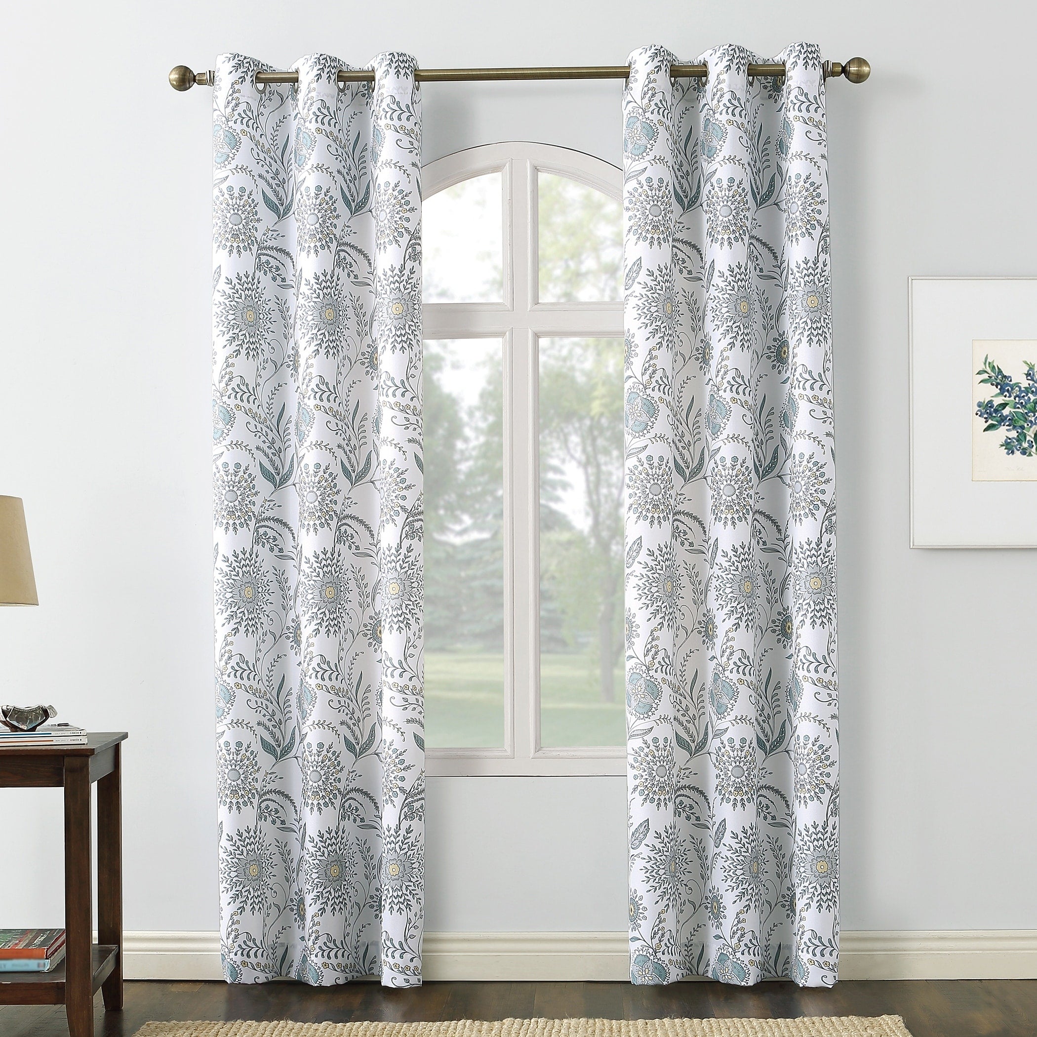 No. 918 Yuto Medallion Floral Grommet Curtain Panel Single Panel