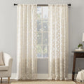 No. 918 Yvette Trellis Jacquard Sheer Rod Pocket Curtain Panel