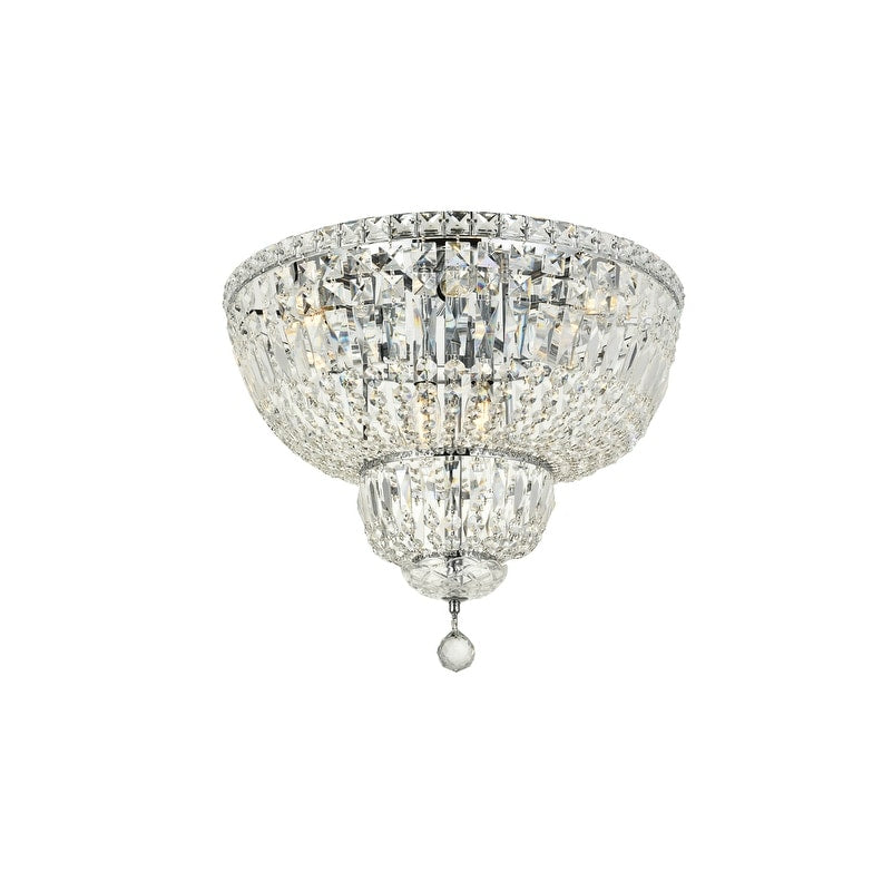 Elegant Lighting 10 Light Chrome 20 Inch Royal Cut Crystal Clear Flush Mount