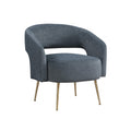 Noel Accent Chair Curved Open Back Dark Gray Velvet Gold Metal Legs