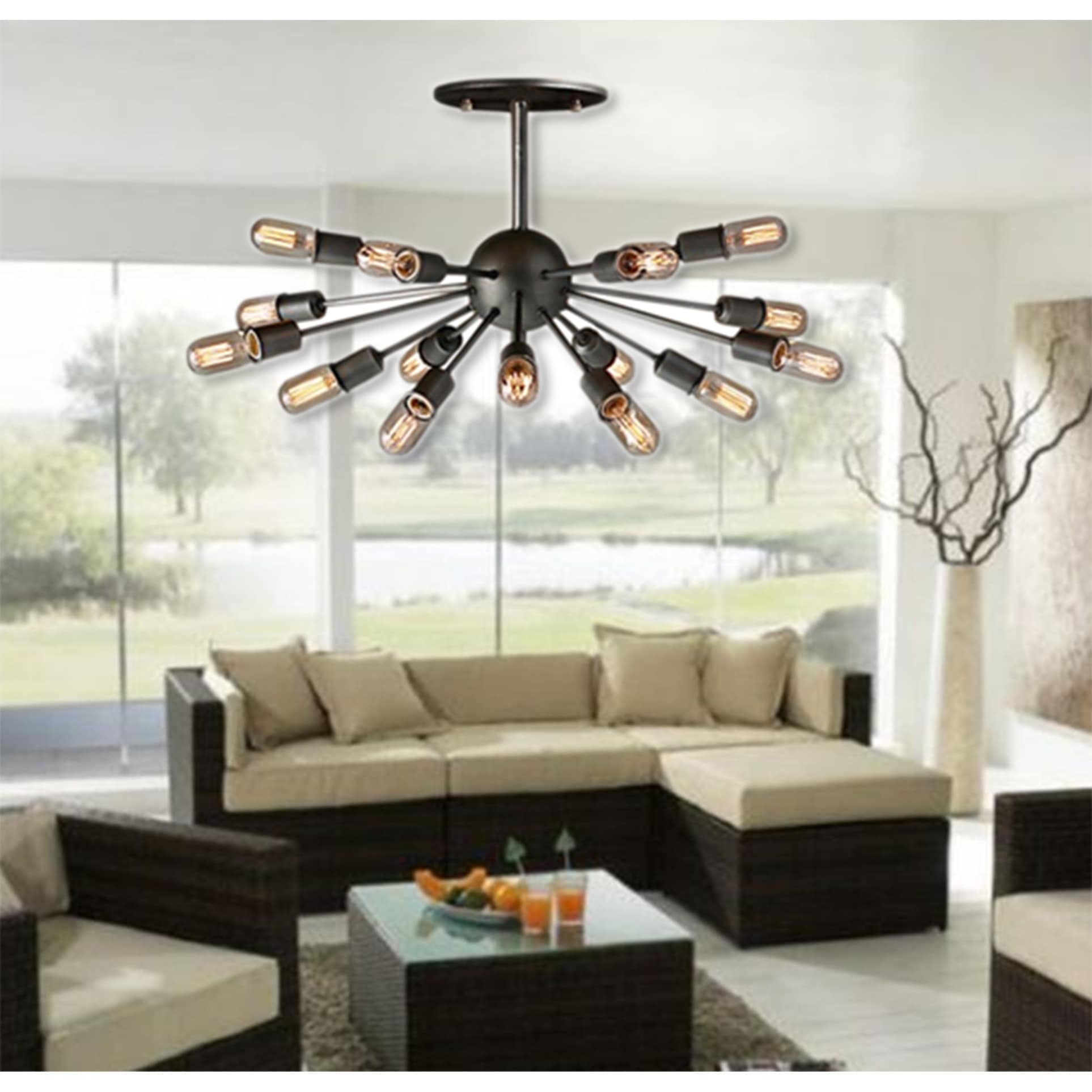 Noemi 15 Light Antique 36 Inch Metal Edison Chandelier With Bulbs