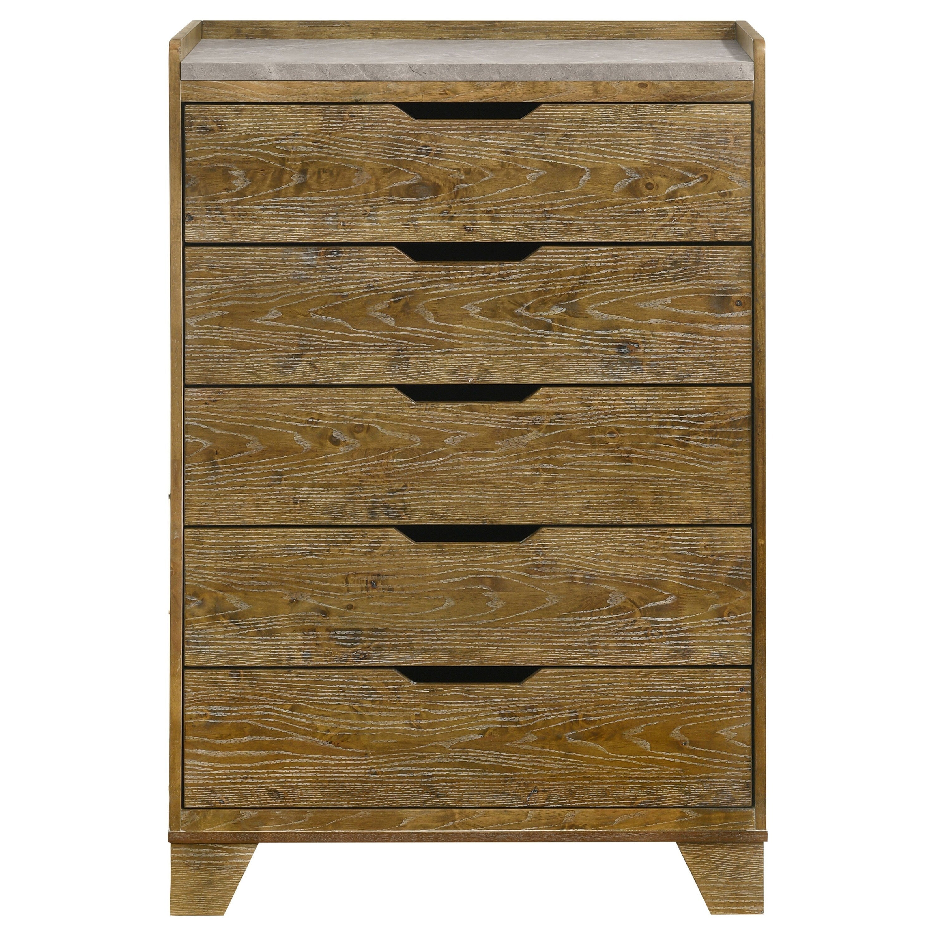 Nolan Tall Dresser Chest With Faux Marble Top 5 Drawers Brown Wood