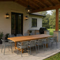Noma 13 Piece Outdoor Rectangular Extendable Dining Table And Chairs Set Teak Finish Ideal For Patio 13 Pc