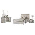 Nomi 4Pc Queen Bedroom Set W Led Headboard Stone Gray Drawers