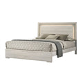 Nomi Queen Size Bed W Led On Headboard Antique White Wash Finsih