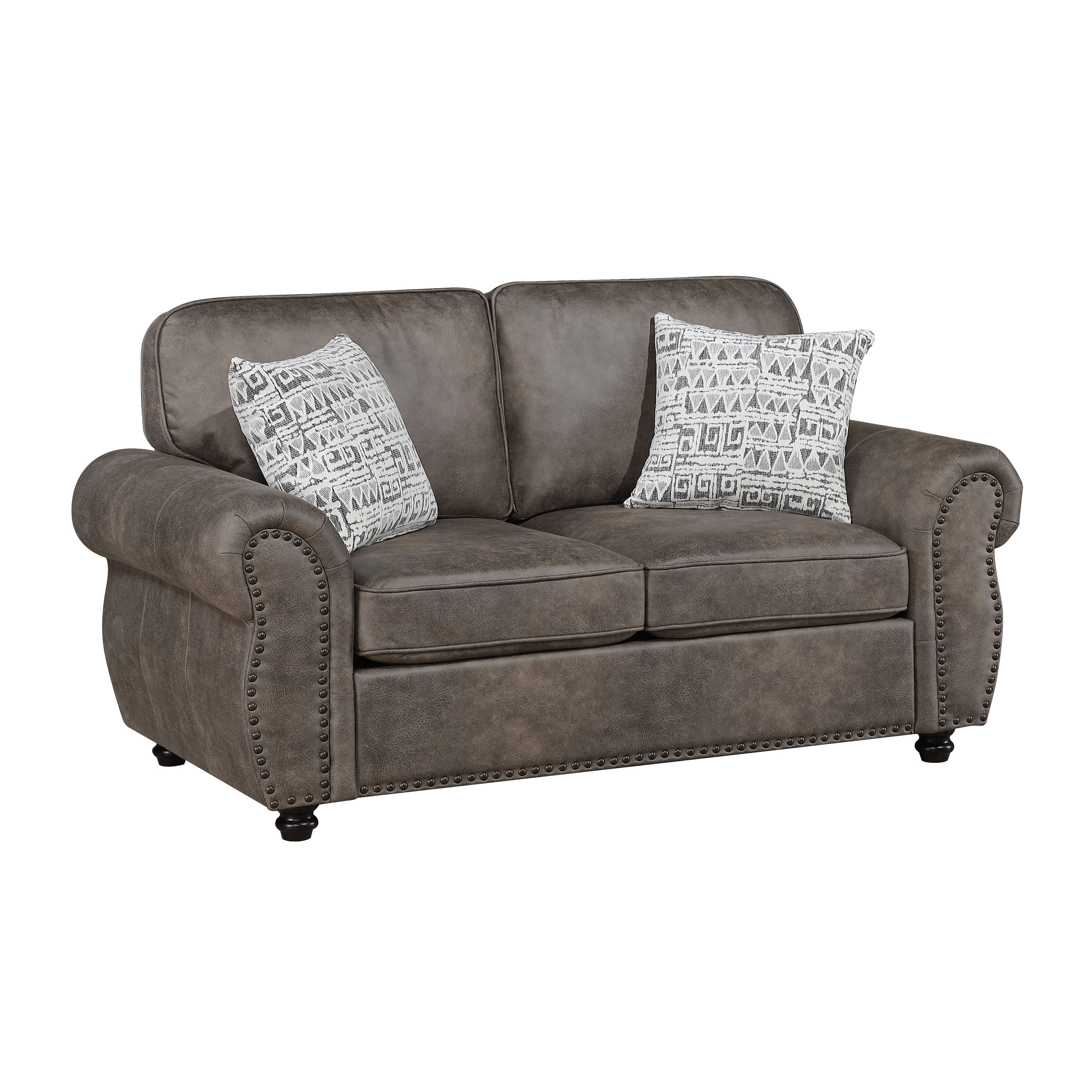Nook 68.5 Microfiber Living Room Loveseat With Two Decor Pillows