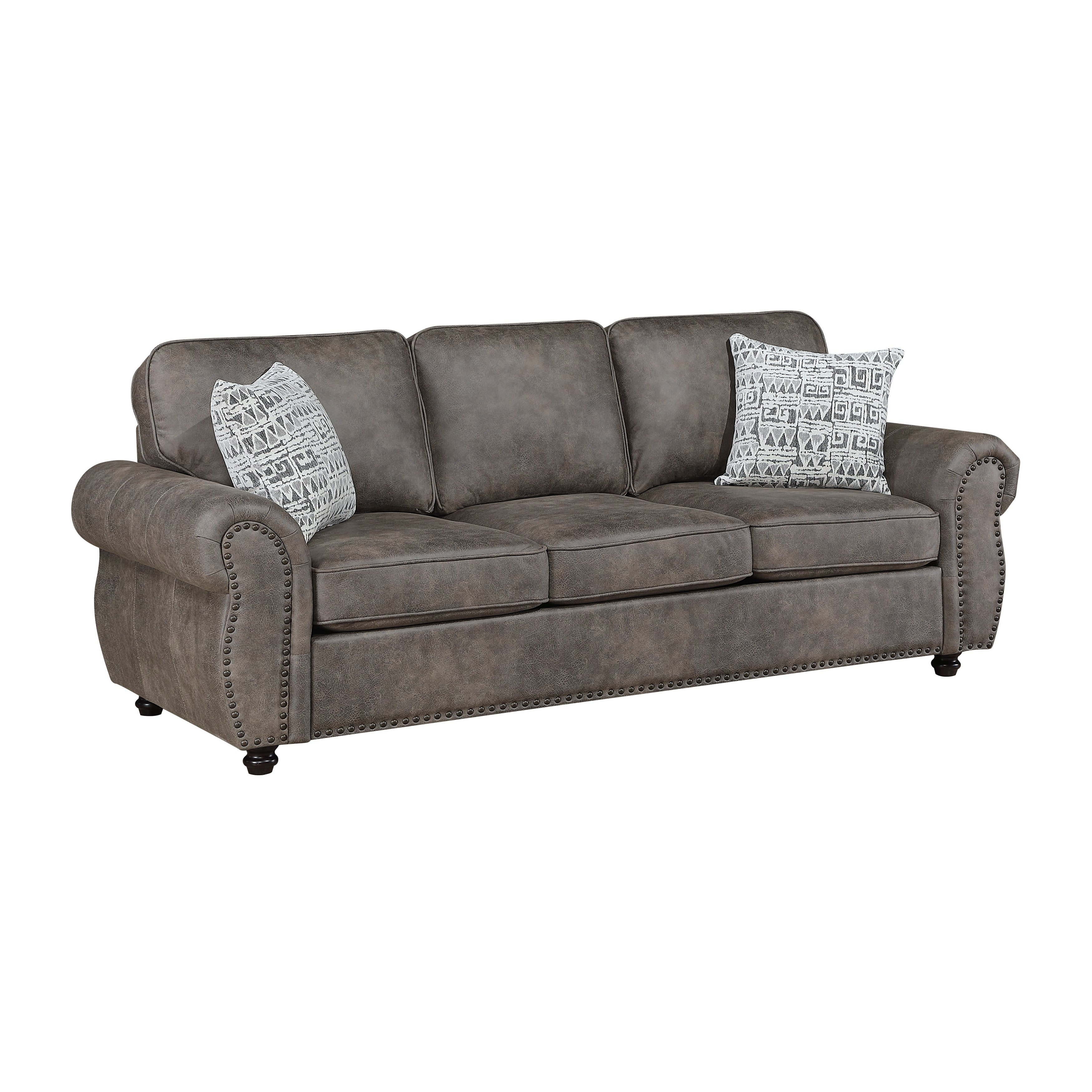 Nook 91 Microfiber Living Room Sofa With Two Decor Pillows