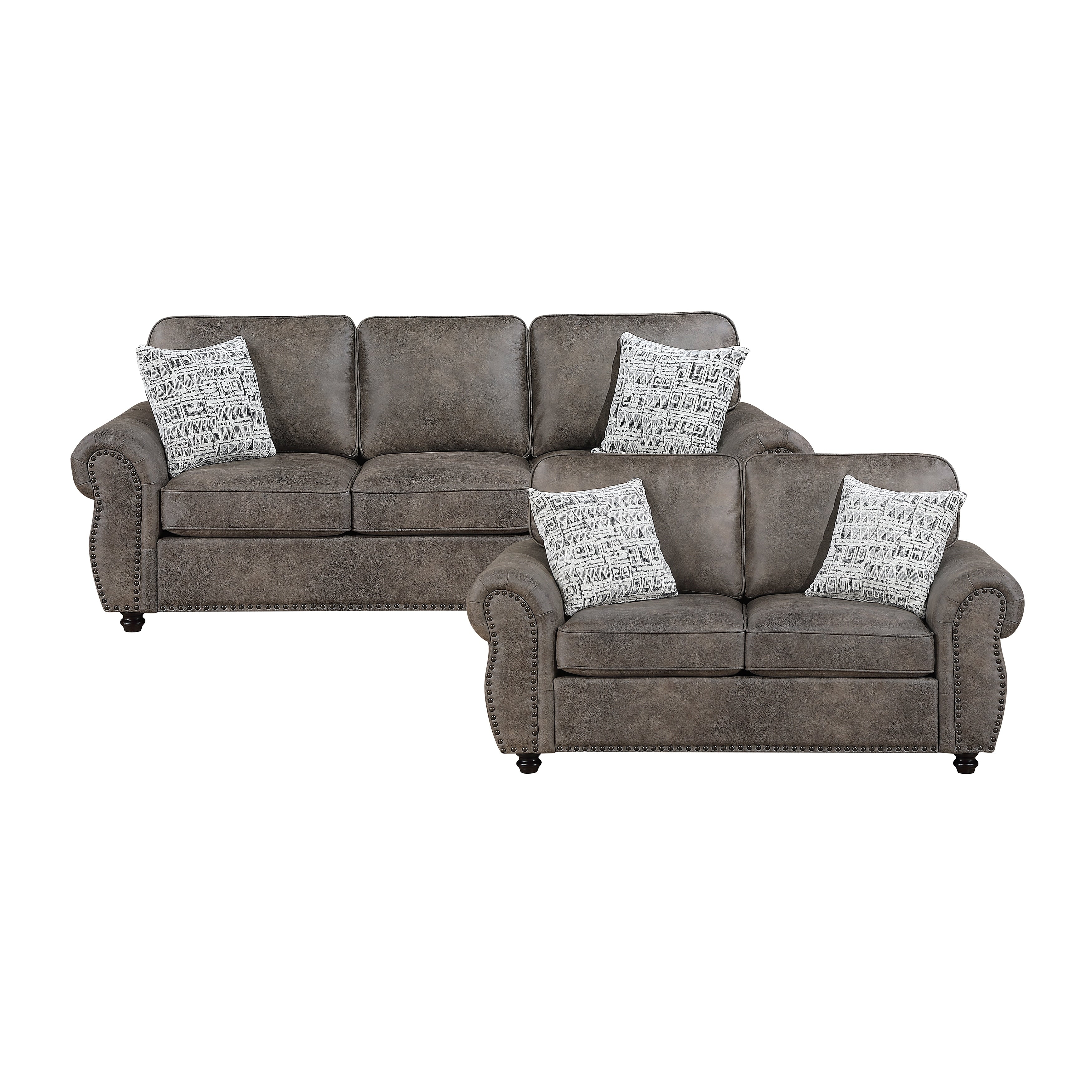 Nook Microfiber 2 Piece Living Room Sofa Sets With Decor Pillows