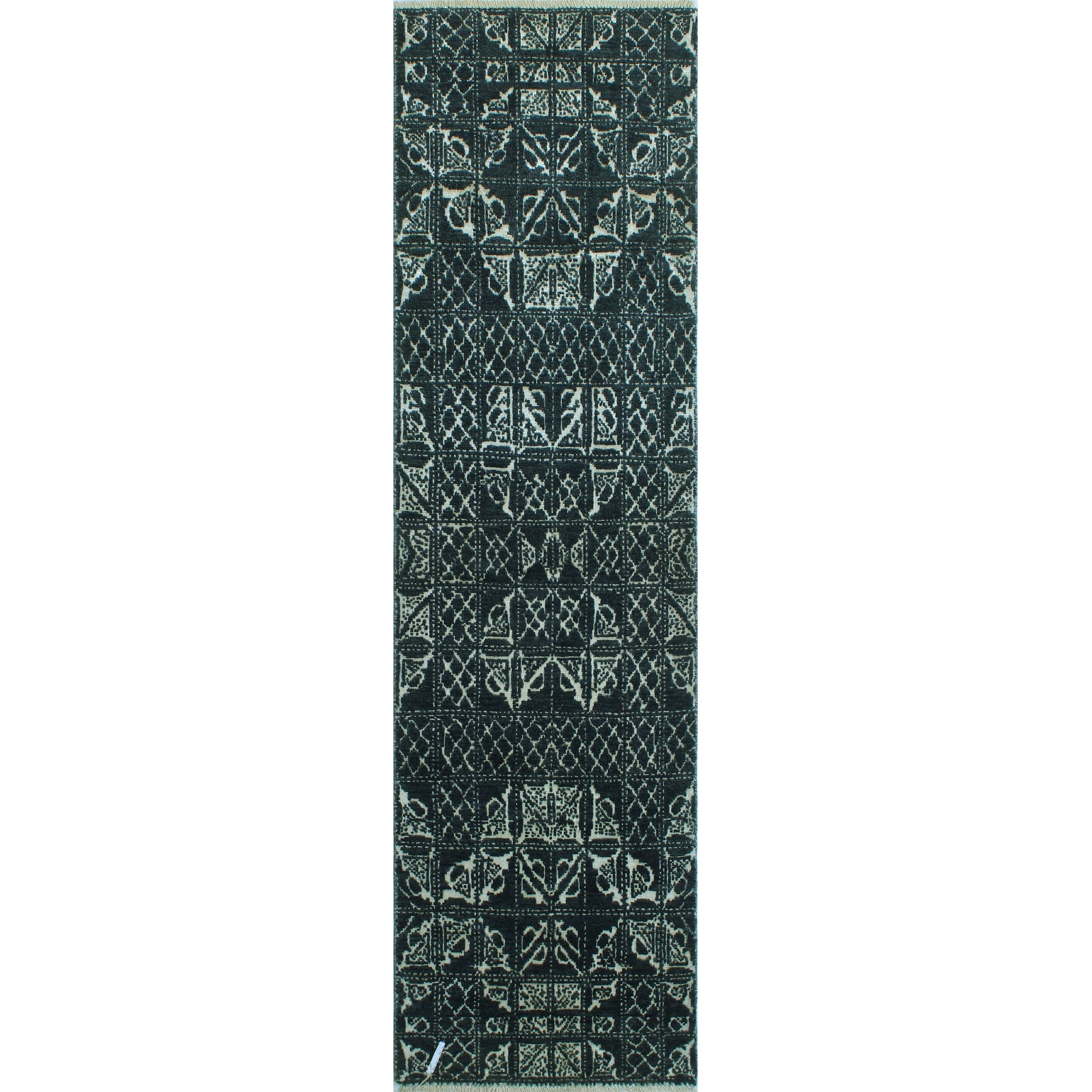 Noori Rug Fine Chobi John Grey Ivory Runner 28 X 95