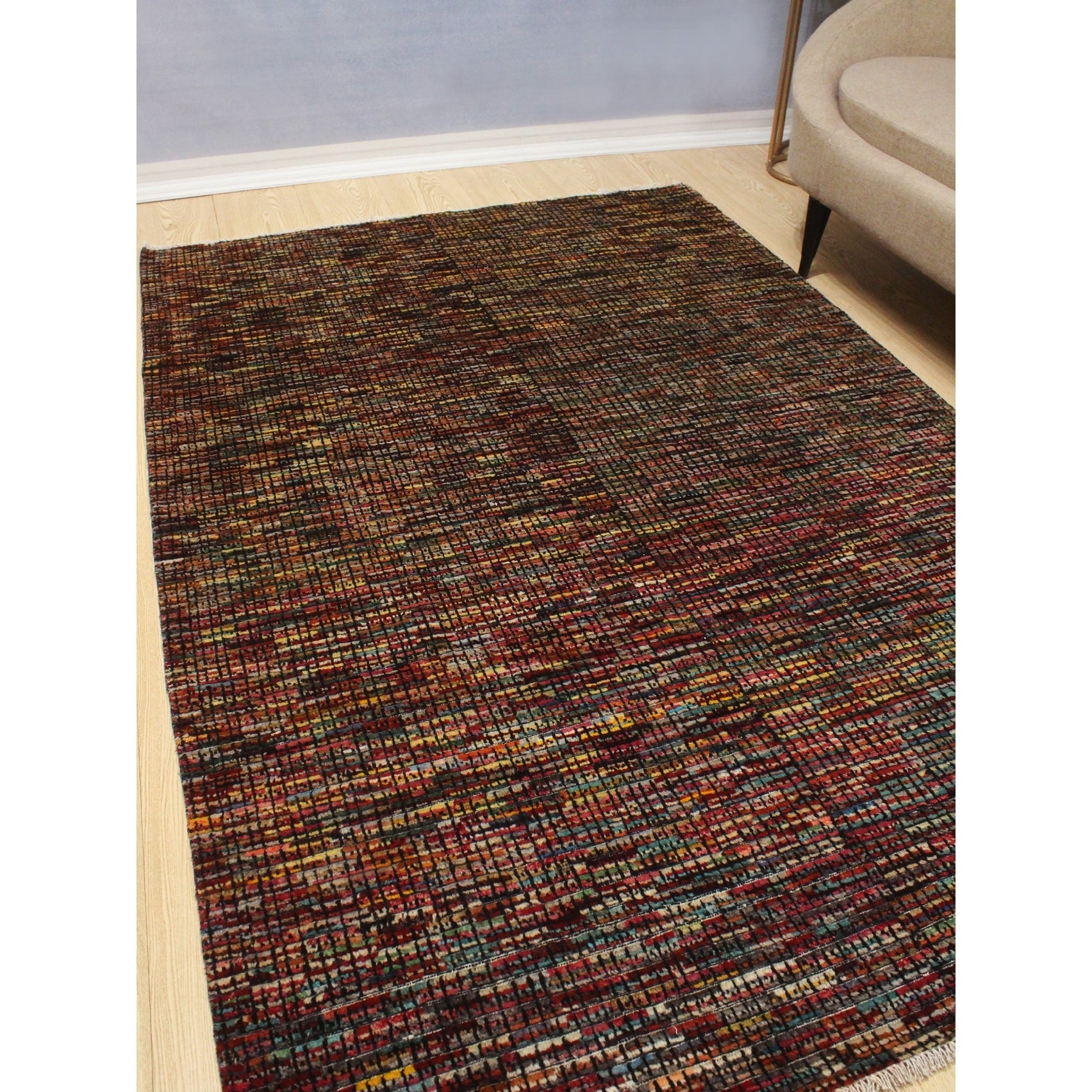 Noori Rug High Low Chobi Muji Red Gold Rug 55 X 82