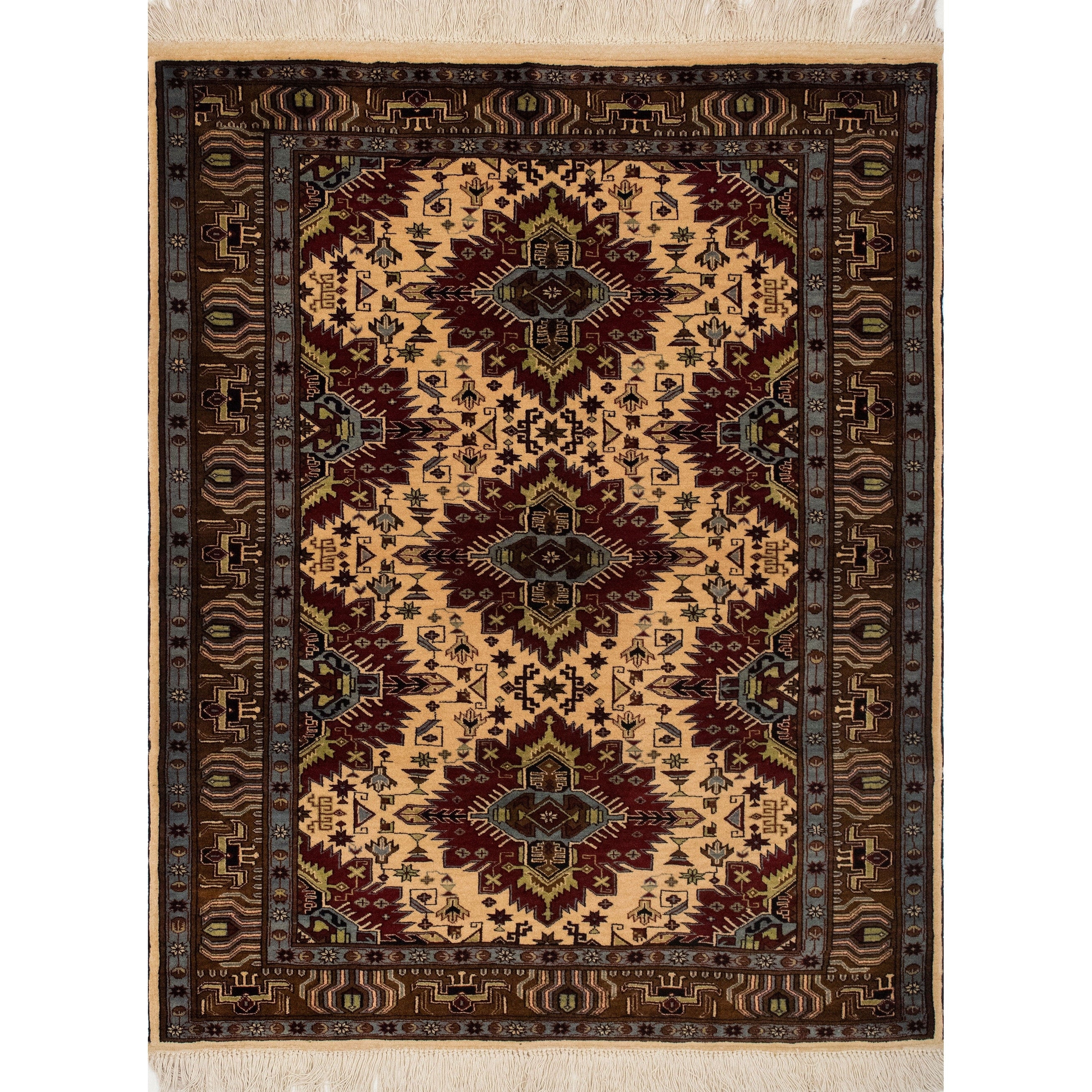 Noori Rug Karghi Cidem Ivory Purple Rug 40 X 52