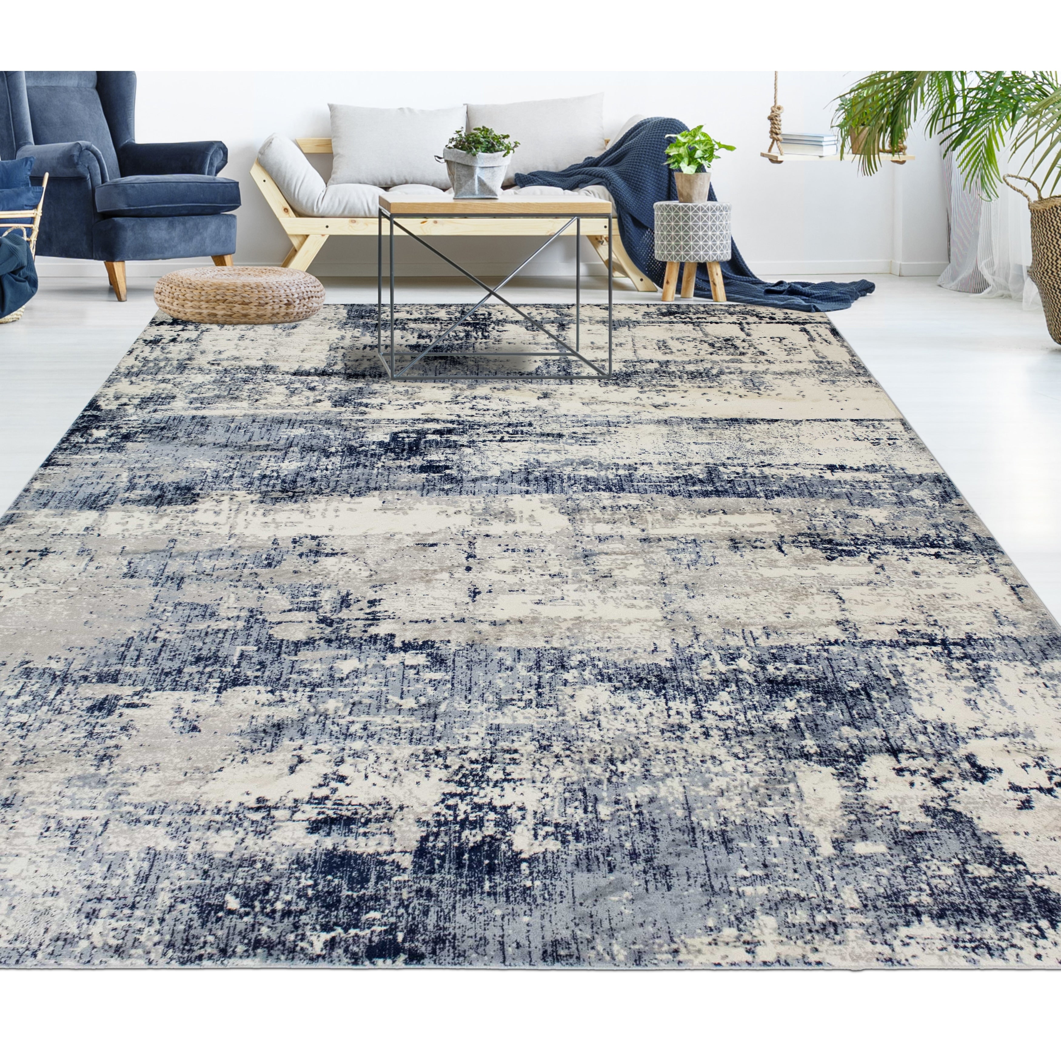 Strick Bolton Mishelle Beige Navy Area Rug