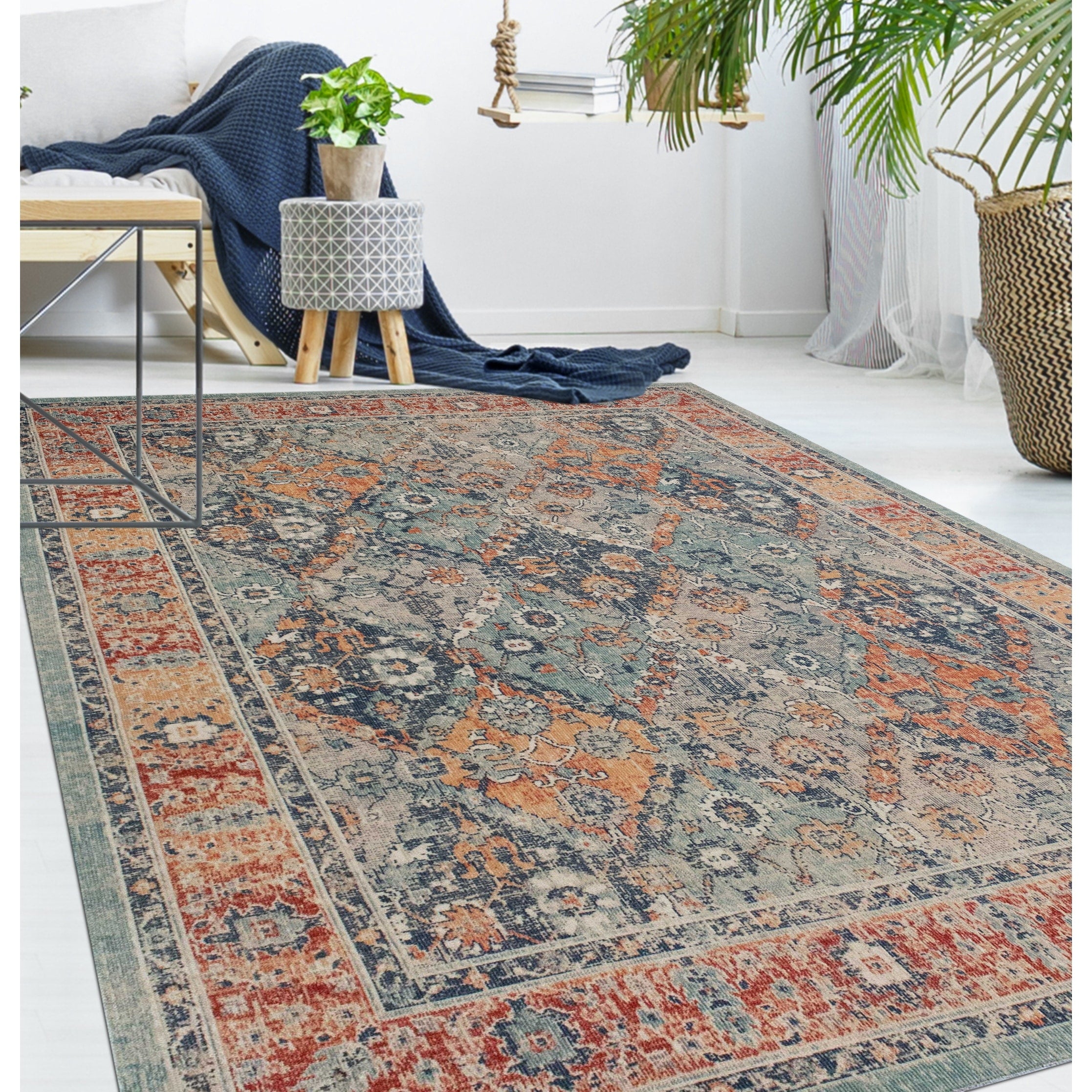 Noori Rug Low Pile Rivaj Grey Red Rug