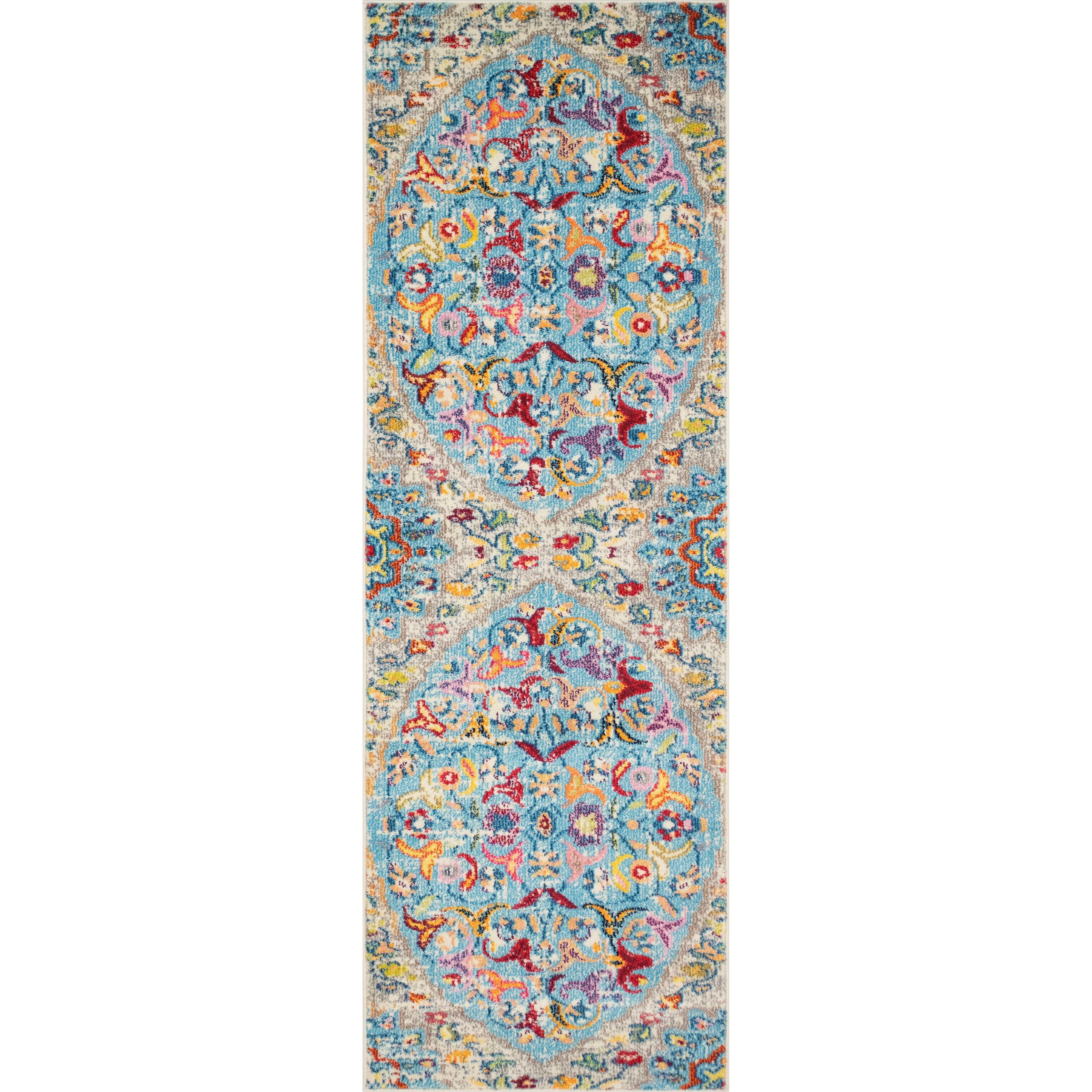 The Curated Nomad Rincon Floral Distressed Pink Red Rug