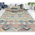 The Curated Nomad Rincon Geometric Distressed Ivory Purple Rug
