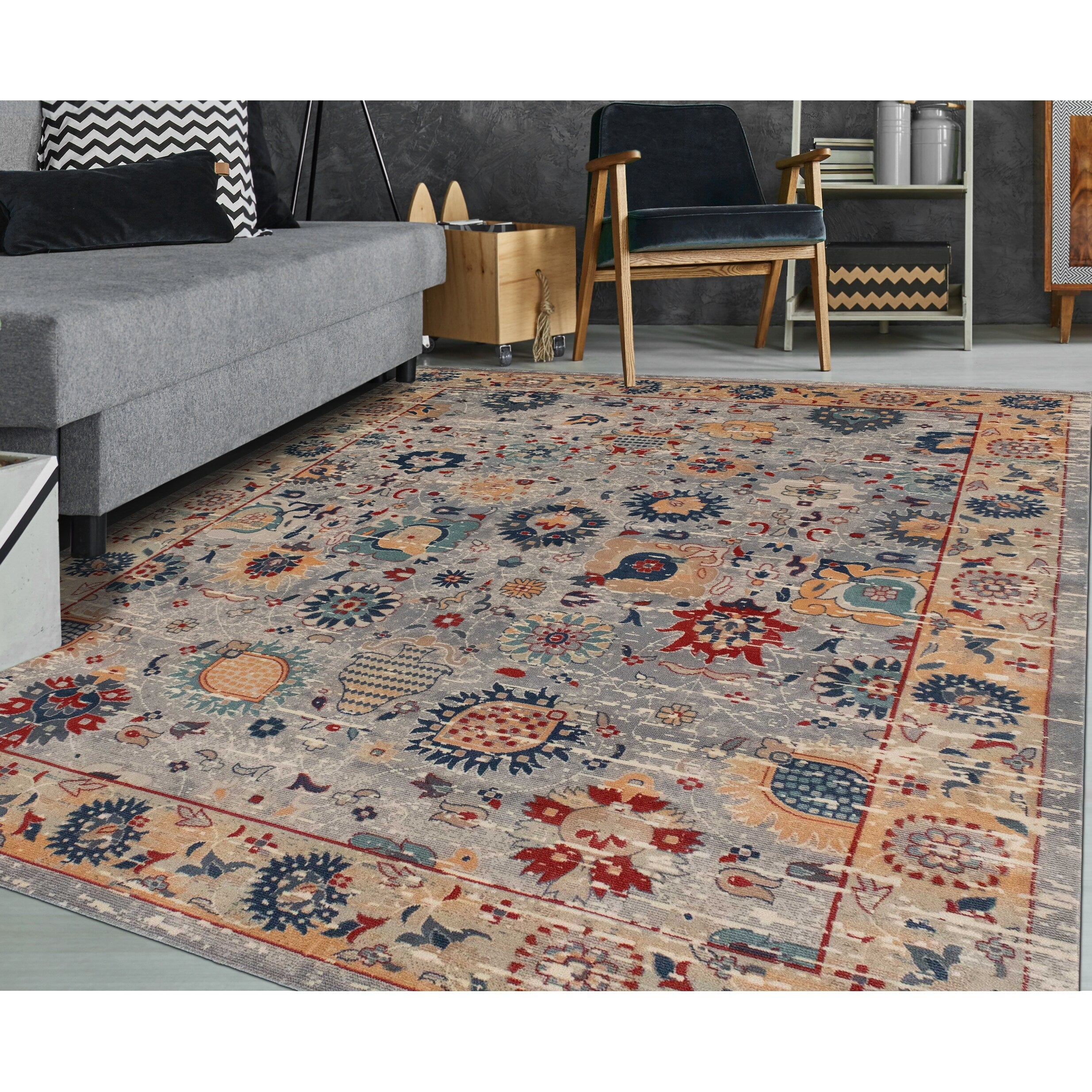 The Curated Nomad Nob Hill Distressed Red Beige Rug