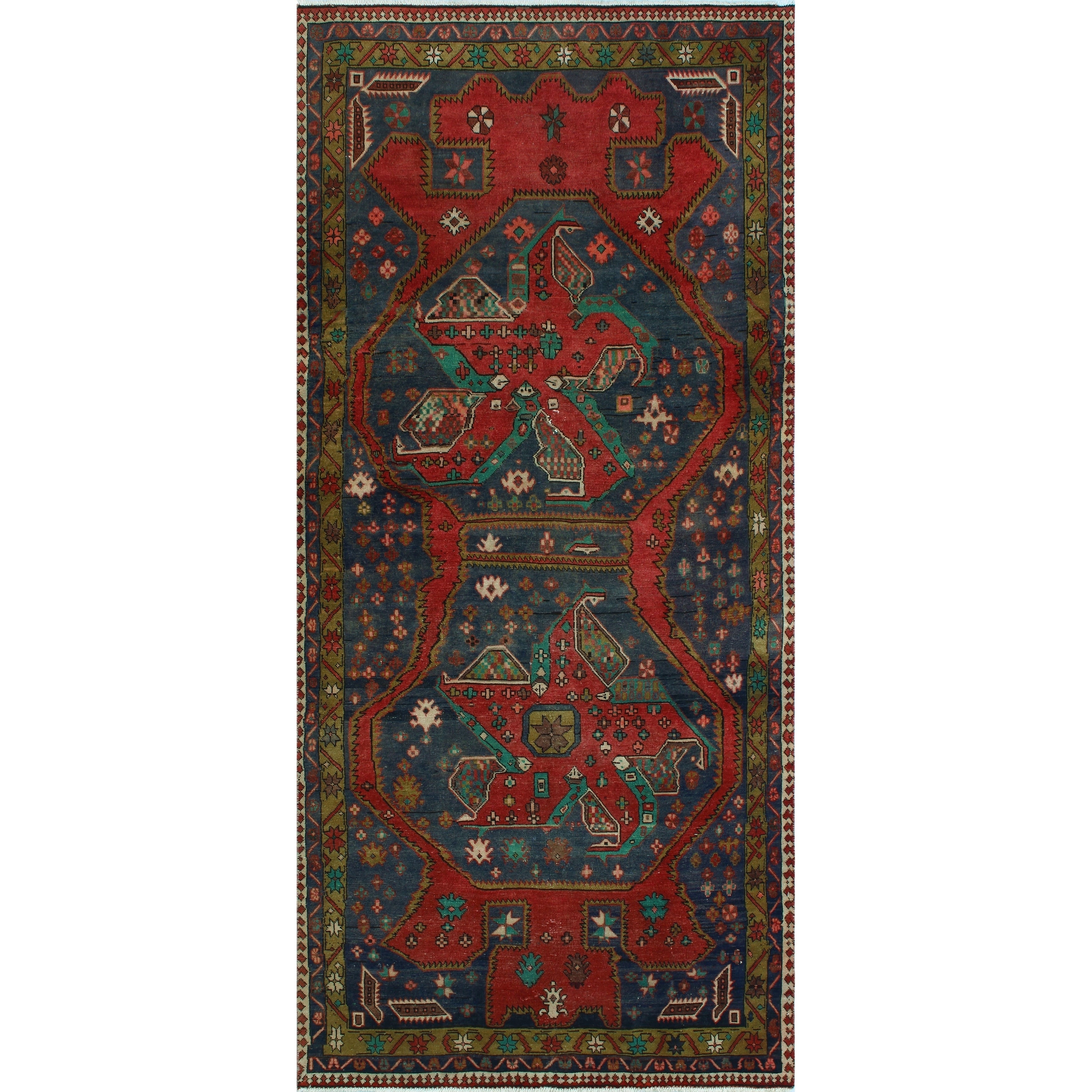 Noori Rug Vintage Distressed Hoyt Red Purple Runner 46 X 98