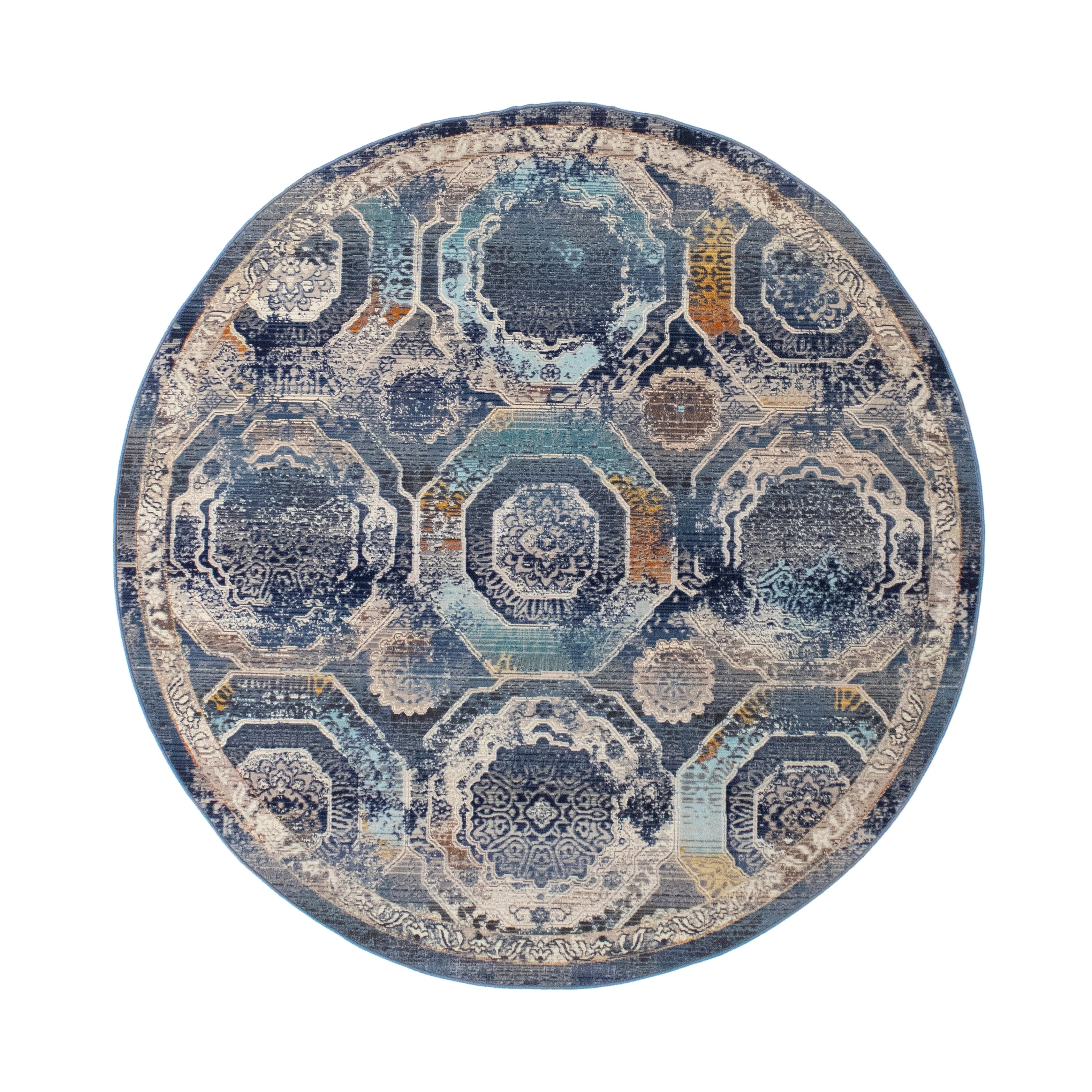 Porch Den Barbara Blue And Teal Green Low Pile Rug