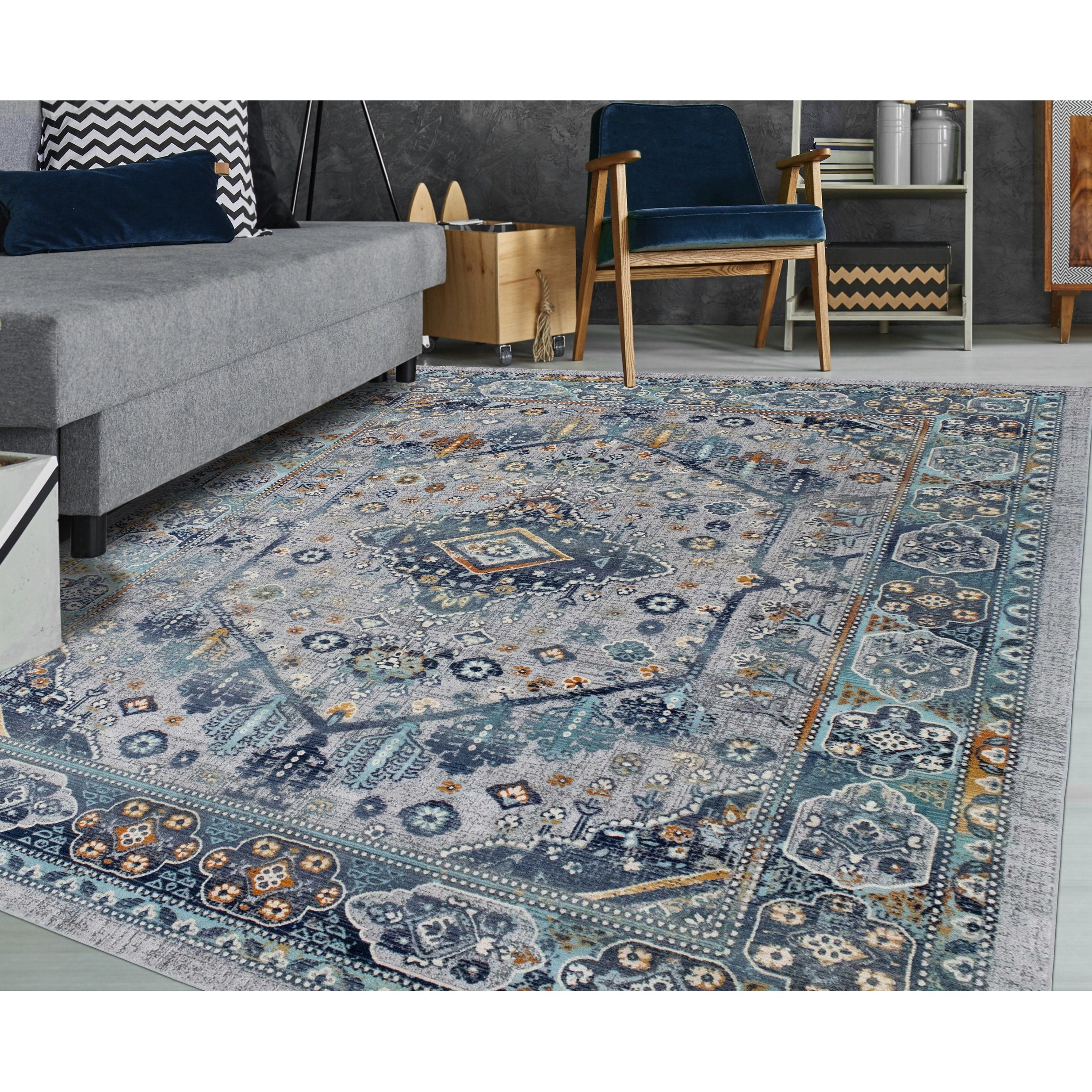 Noori Rug High Low Westfield Silver Blue Rug