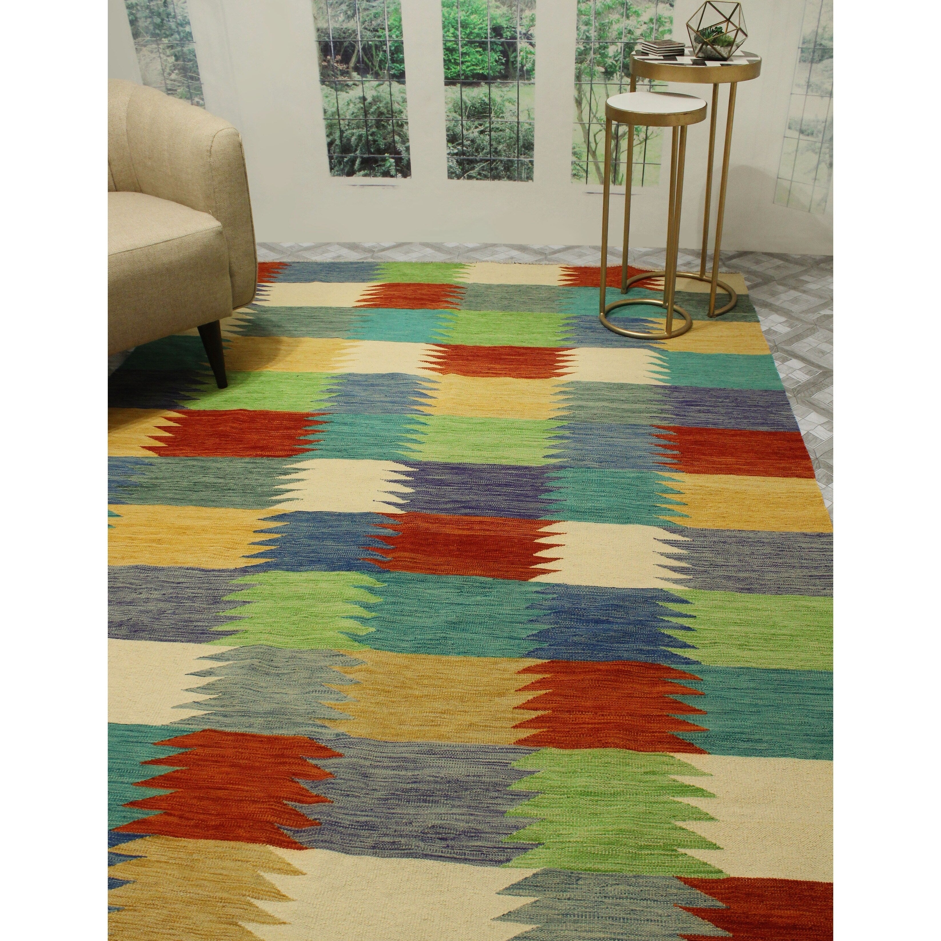 Noori Rug Winchester Kilim Shakur Purple Ivory Rug 69 X 910
