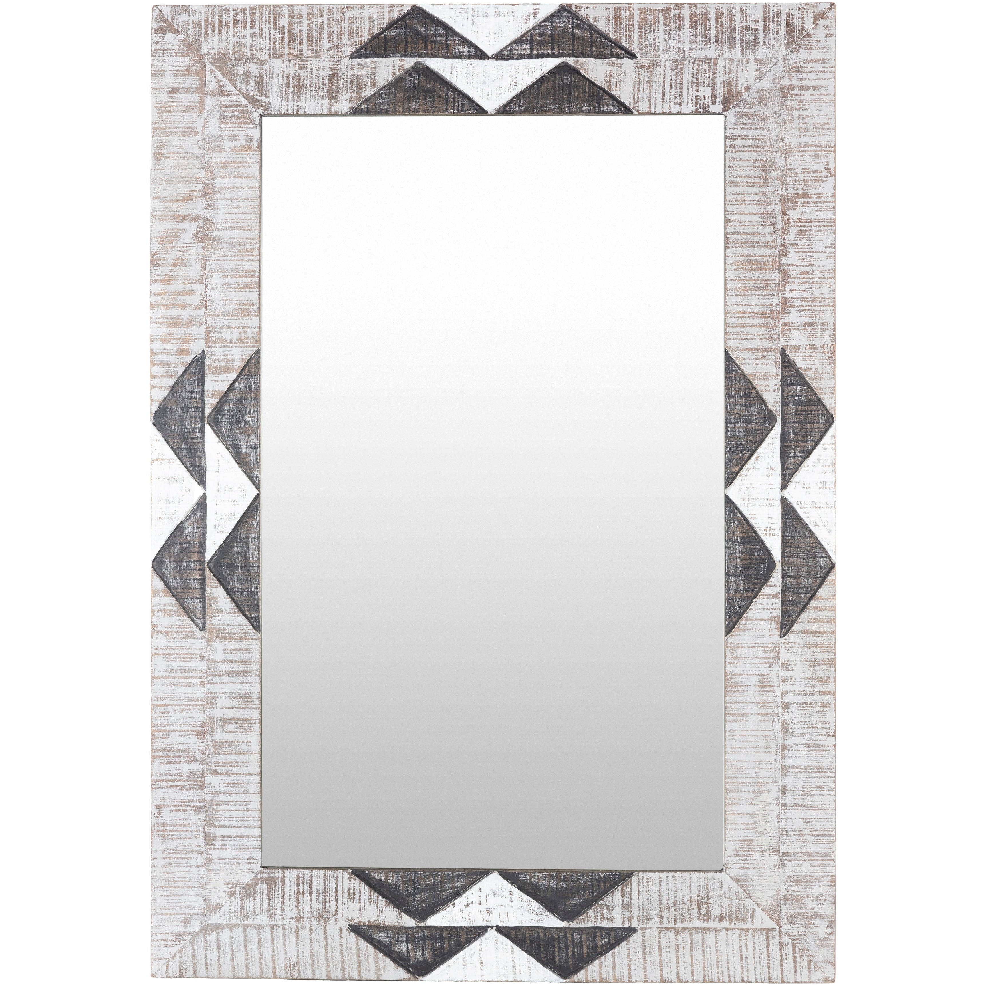 Norah Textured Bohemian Wood 40 X28 Mirror 40 H X 28 W