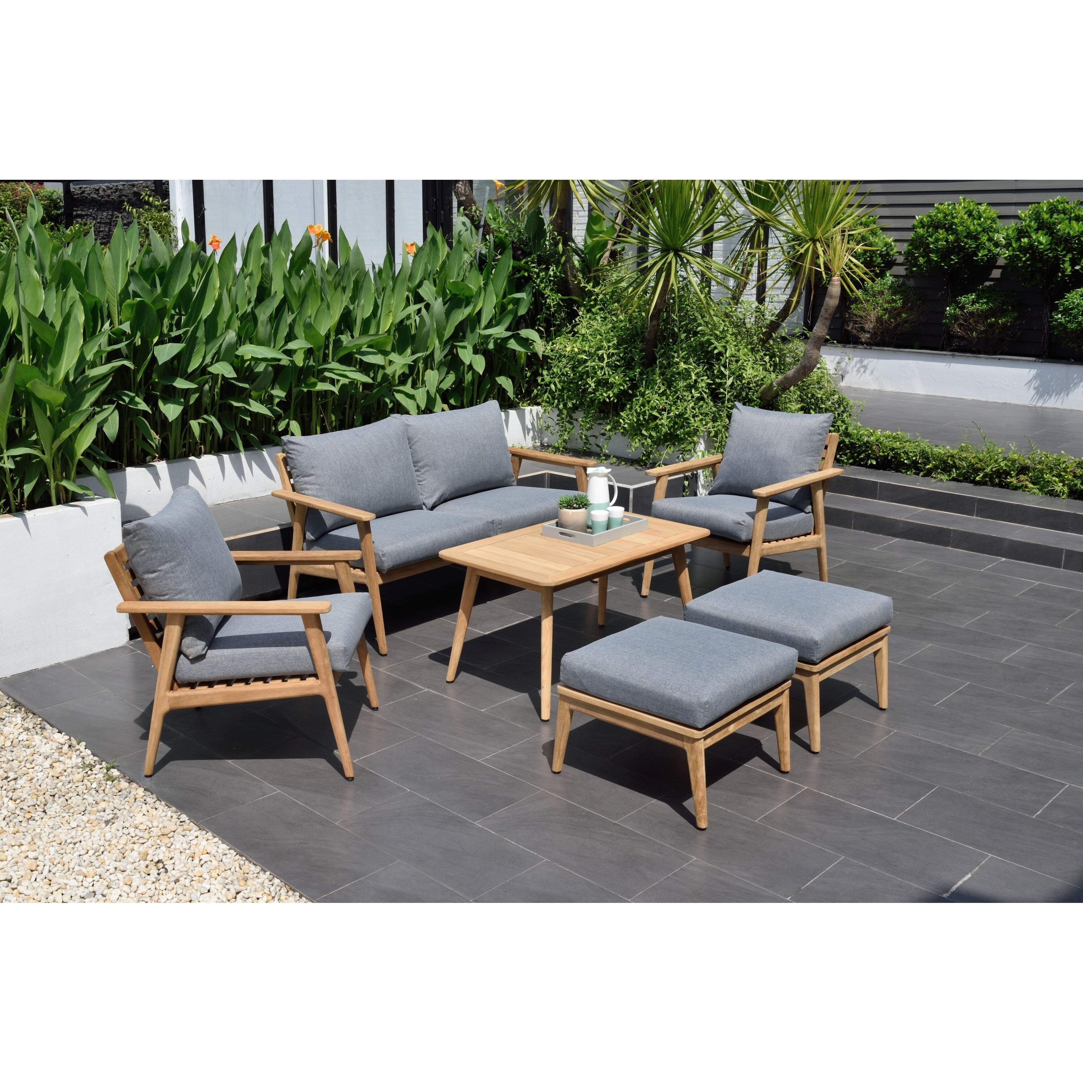 Australis Teak 6 Piece Patio Conversation Set By Amazonia