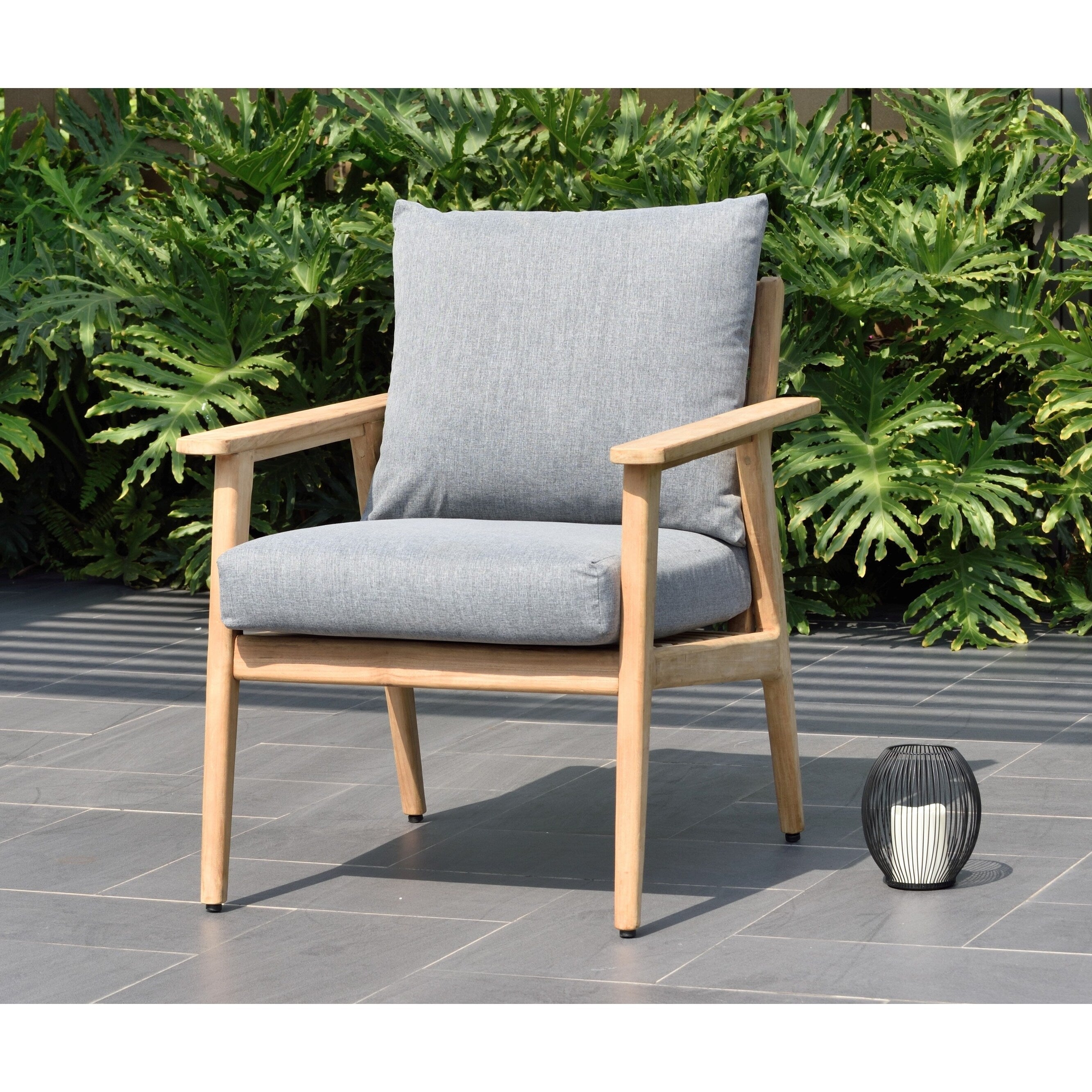 Amazonia Irvington Teak Armchair With Grey Cushions. Ideal For Indoors And Outdoors