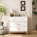 Nordic Style 3 Drawer Storage Cabinet Modern White Chest Of Drawers With Rose Gold Handles Solid Wood Base