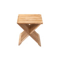 Nordic Style Natural Teak Folding Stool With Horizontal Slats Beige