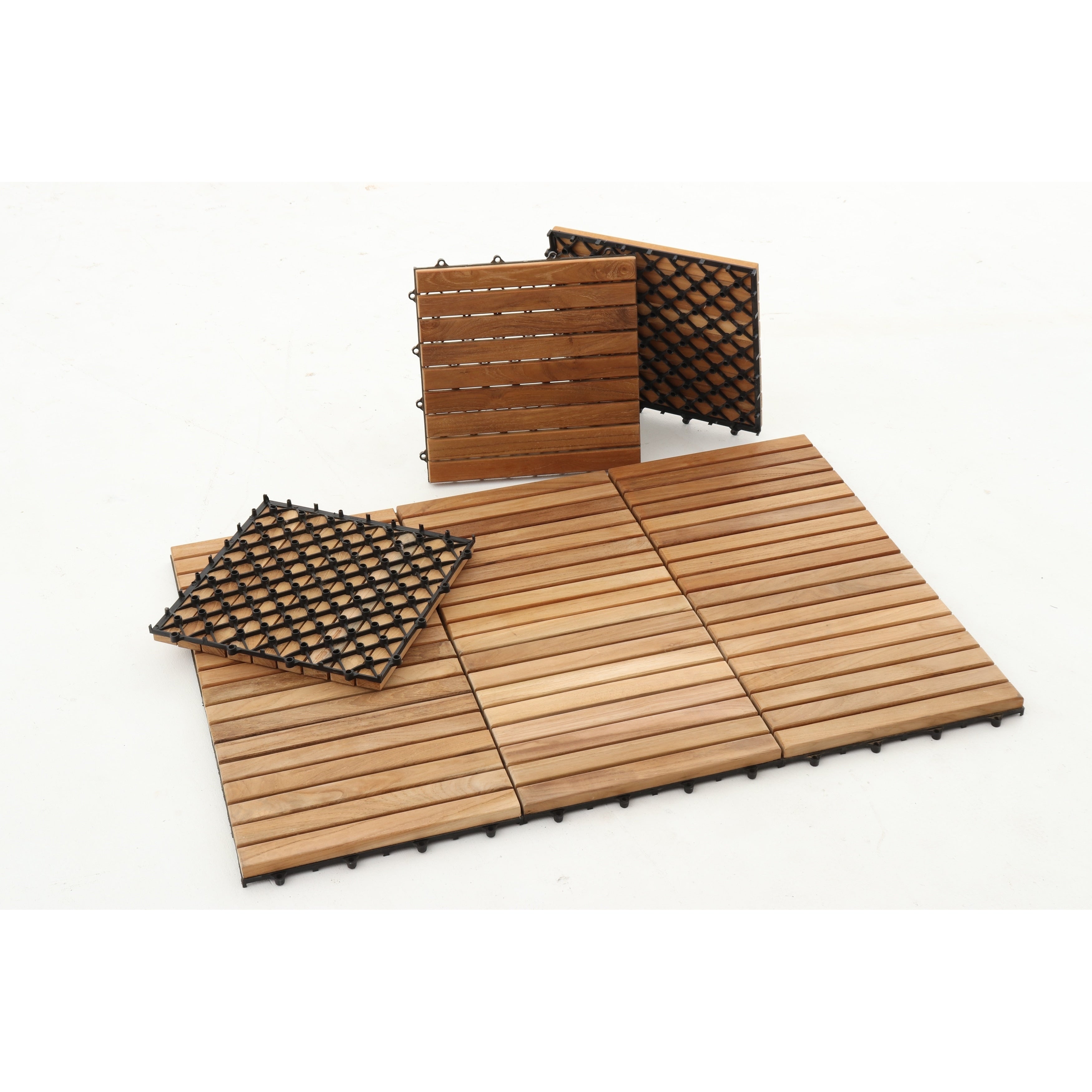 Nordic Style Natural Teak Tile 9 Slats 10 Pcs Per Box