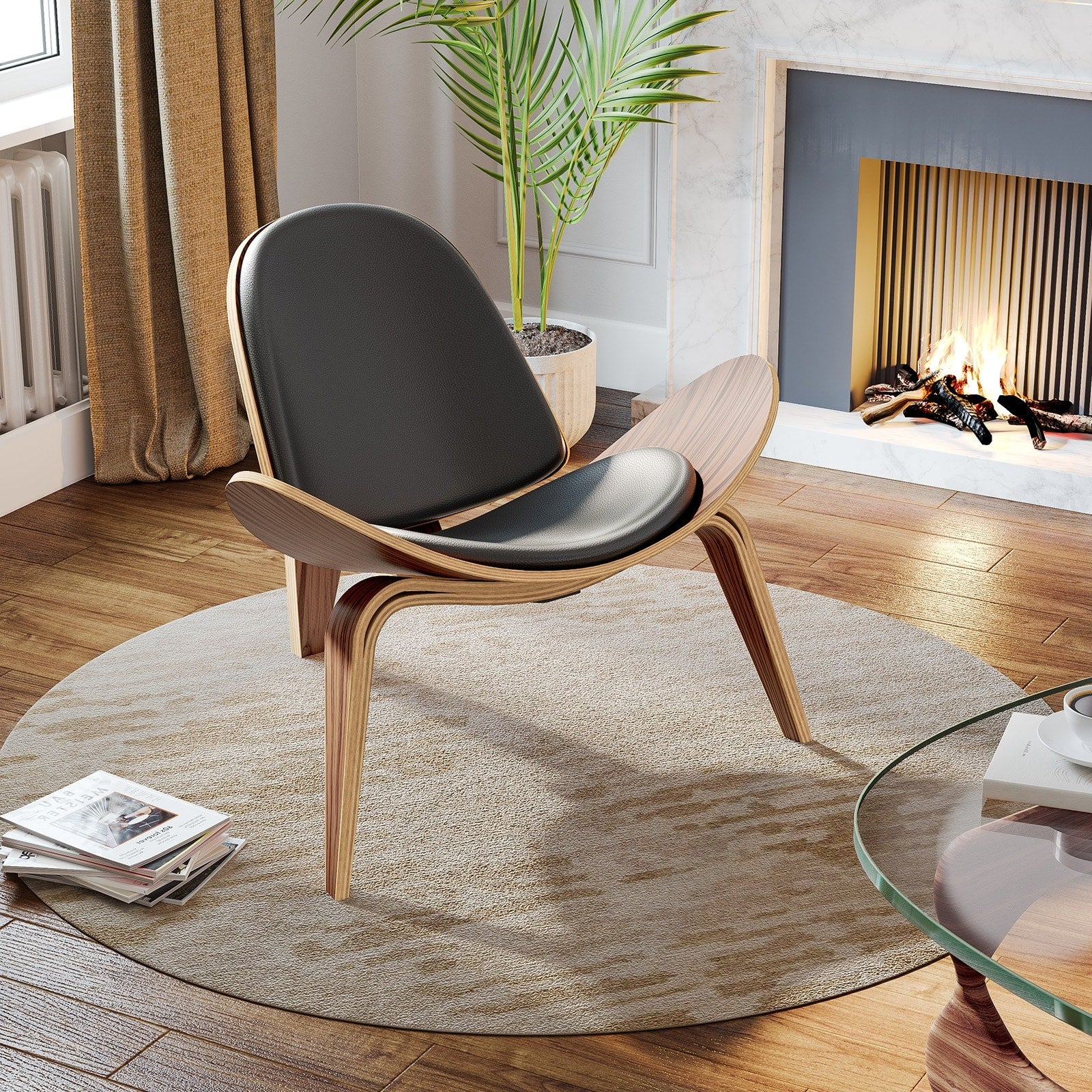 Nordic Style Three Legged Shell Chair Living Room Chair Furniture